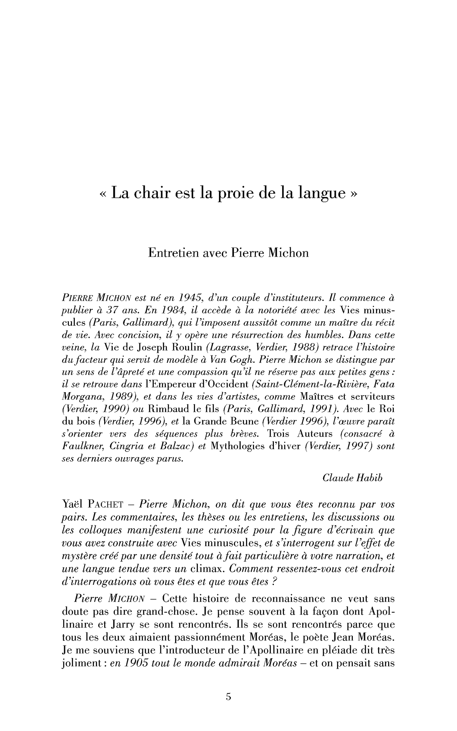 La chair est la proie de la langue