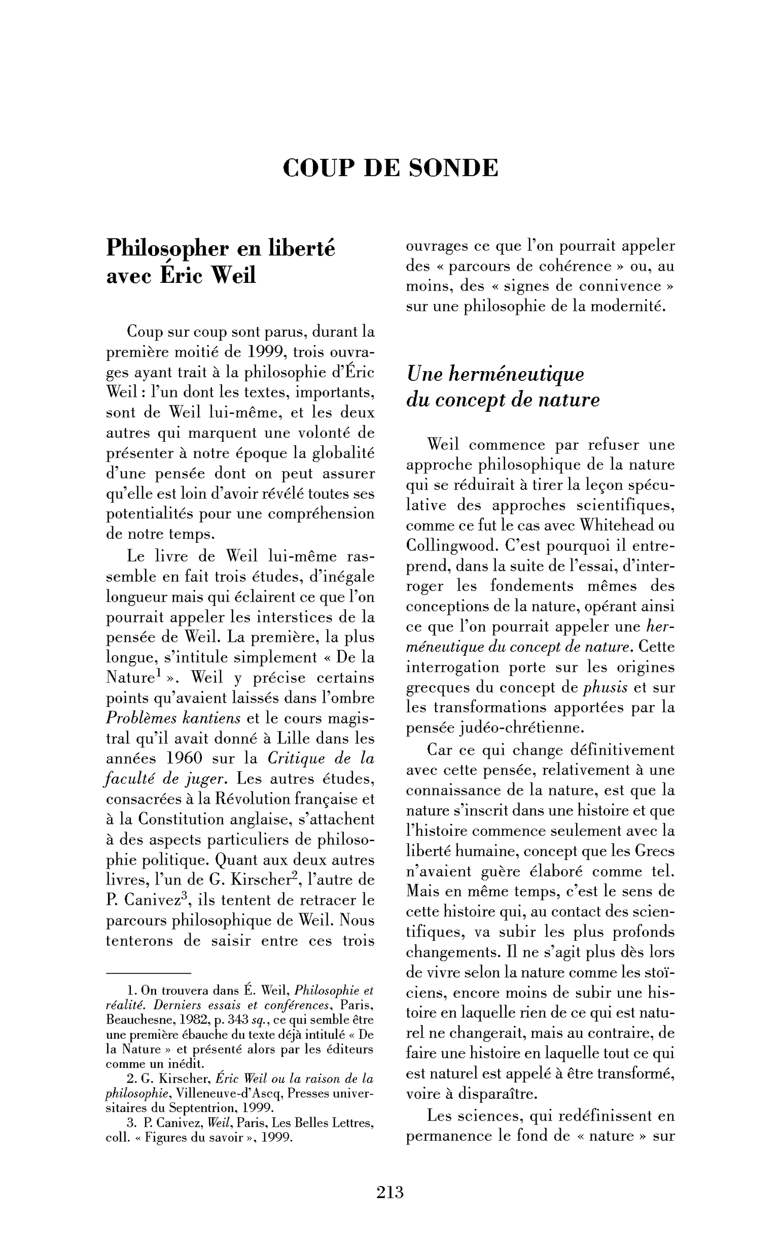 Philosopher en liberté avec Éric Weil