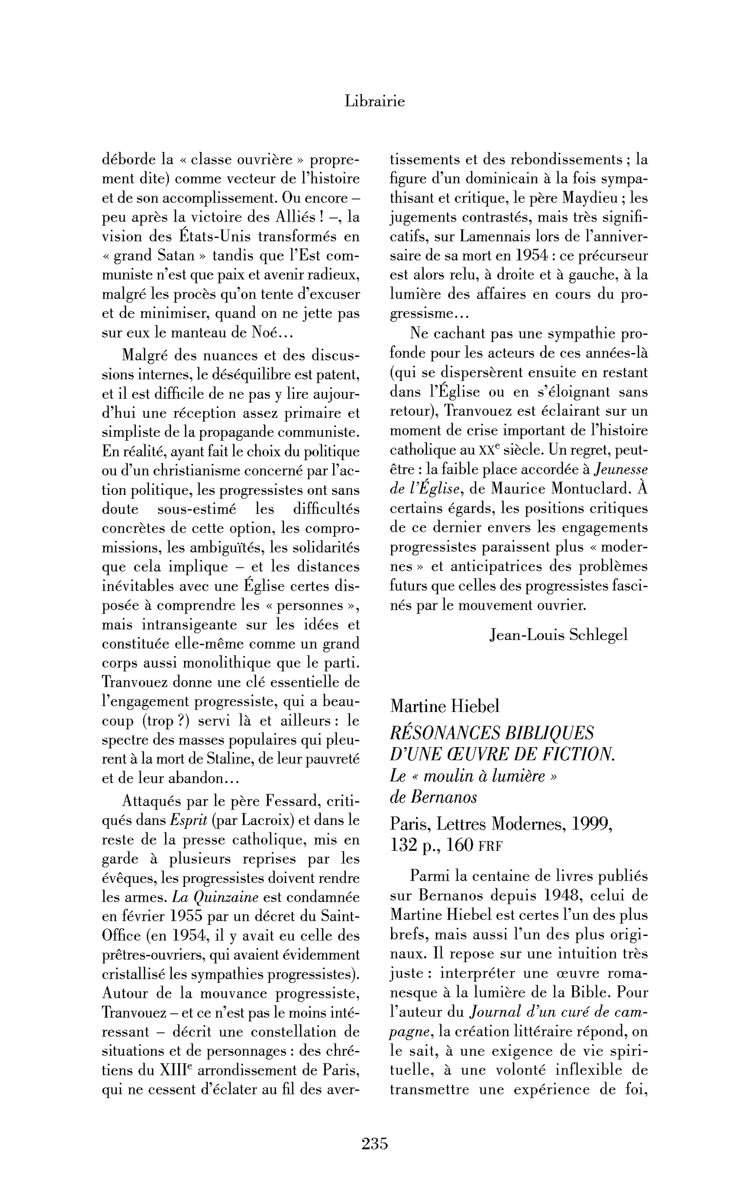 « Martine Hiebel : Résonances bibliques d’une œuvre de fiction. Le »« moulin à lumière« « de Bernanos« 