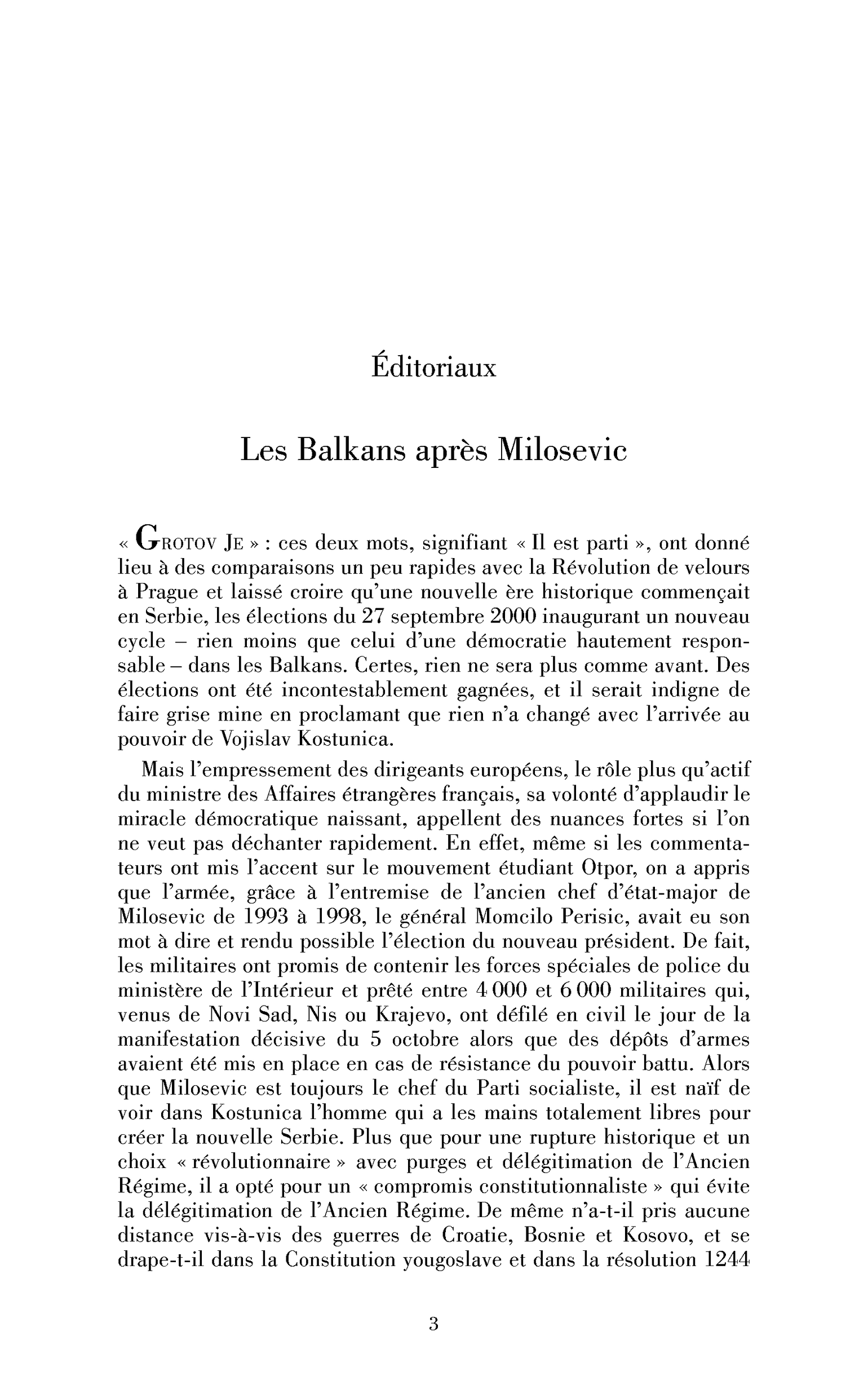 Les Balkans après Milosevic. La gauche, l’État et le social