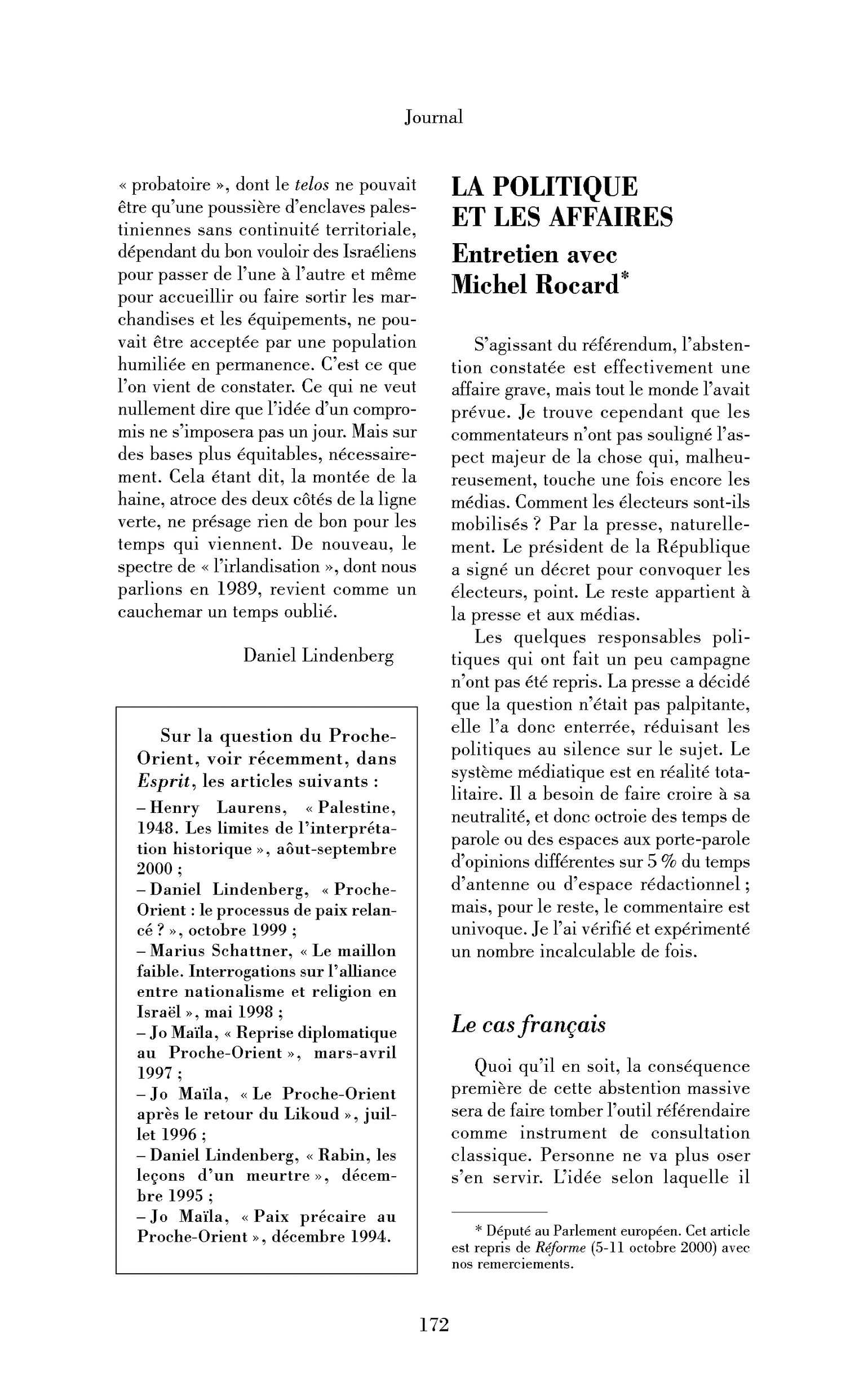 La politique et les affaires
