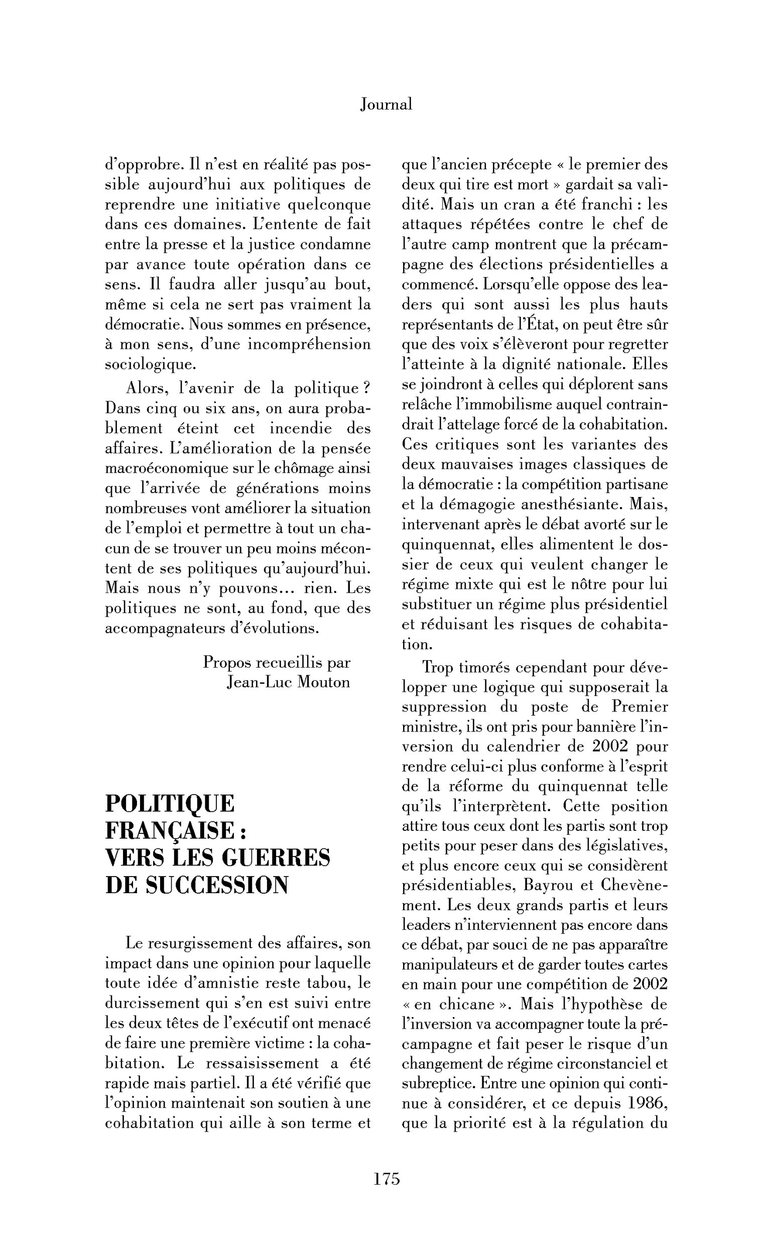 Politique française : vers les guerres de succession