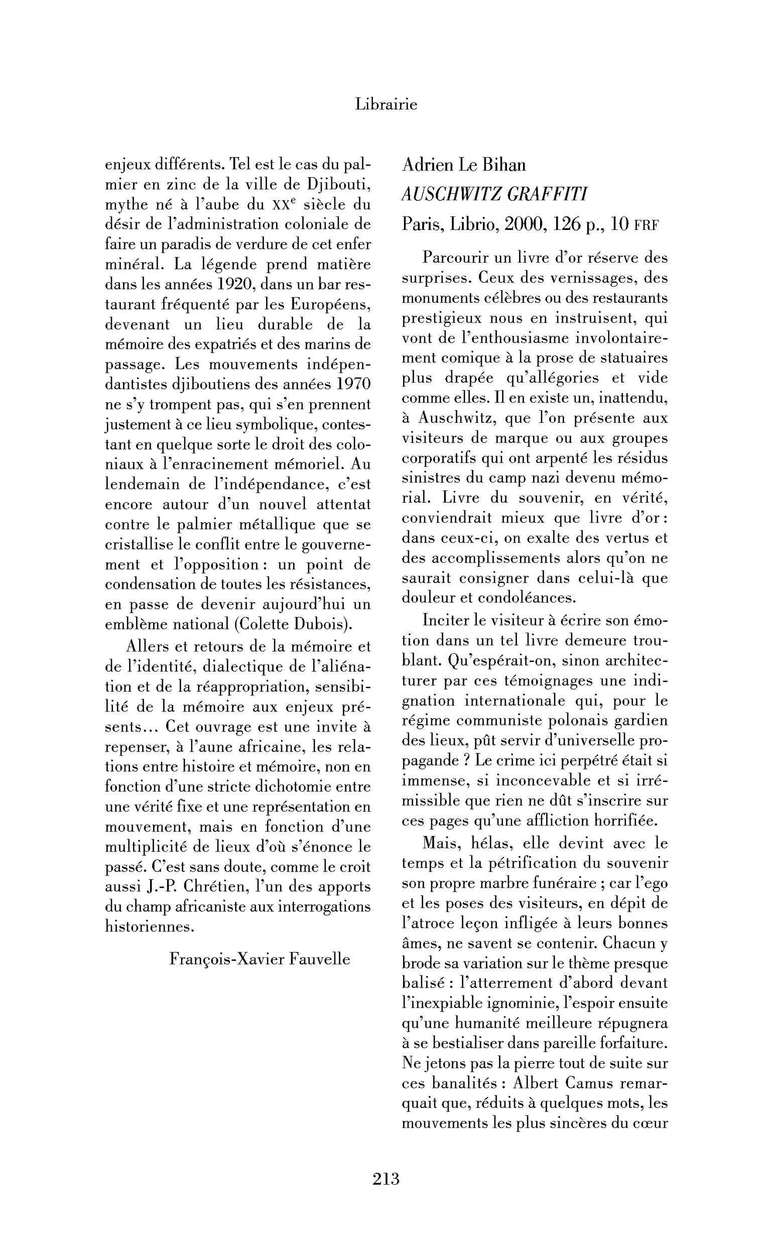 Adrien Le Bihan : Auschwitz graffiti