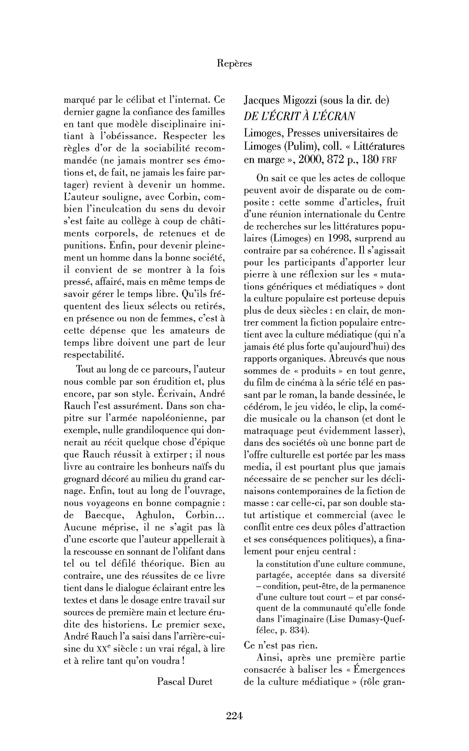 Jacques Migozzi (sous la dir. de) : De l’écrit à l’écran