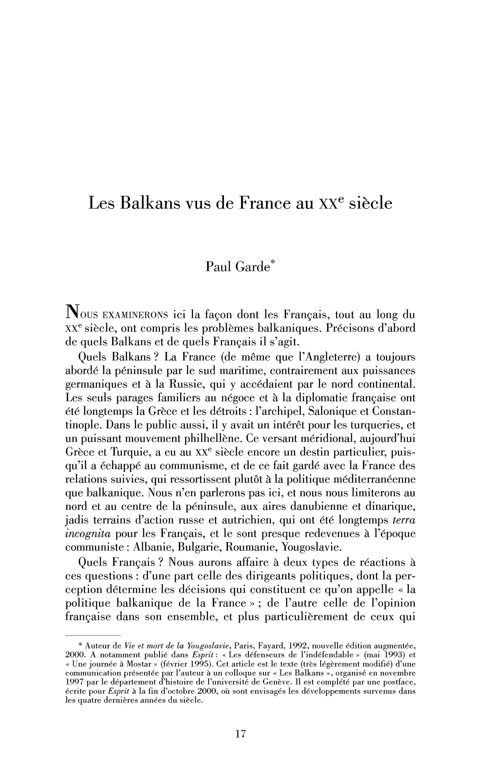 Les Balkans vus de France au XXe siècle