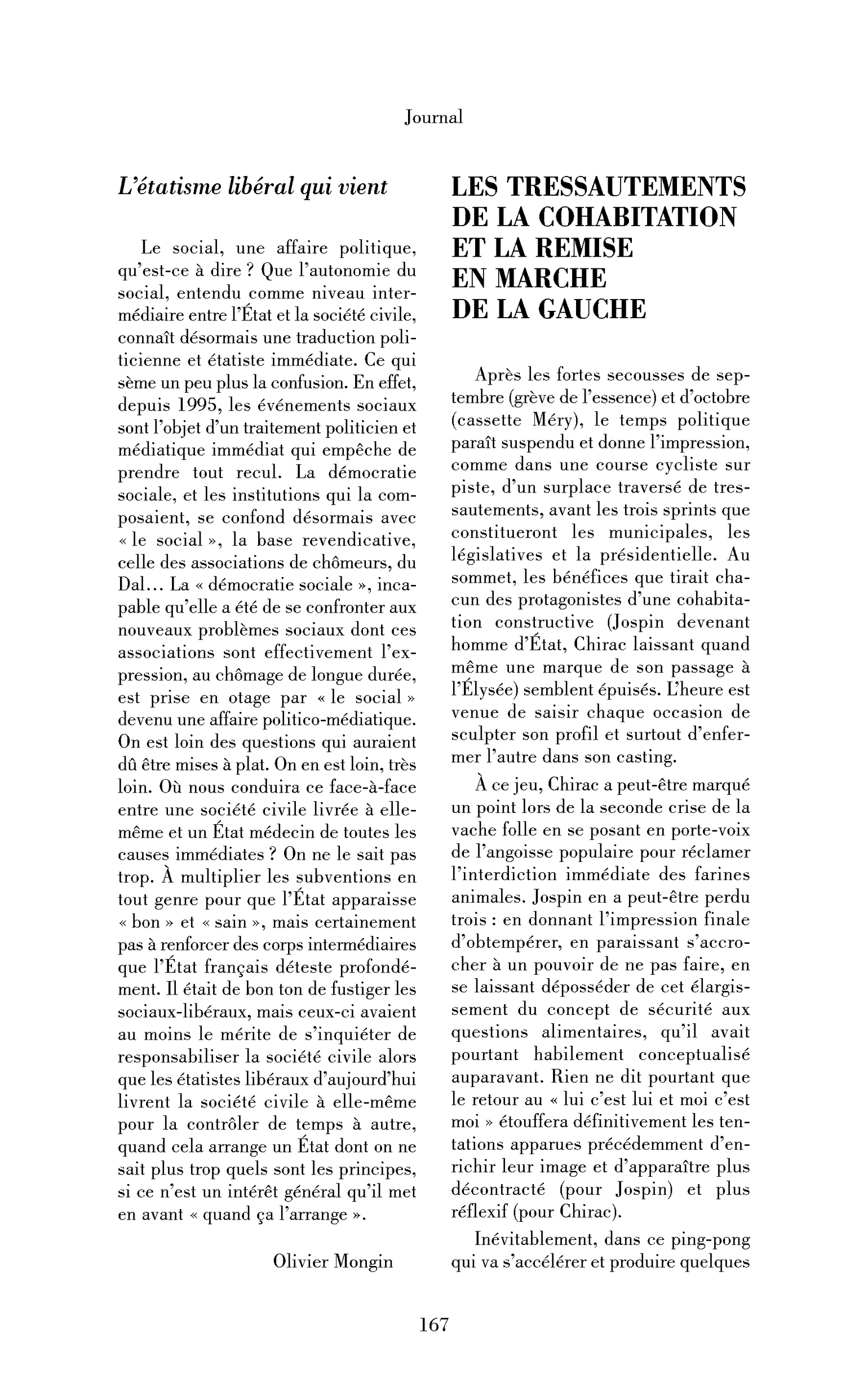 Les tressautements de la cohabitation et la remise en marche de la gauche