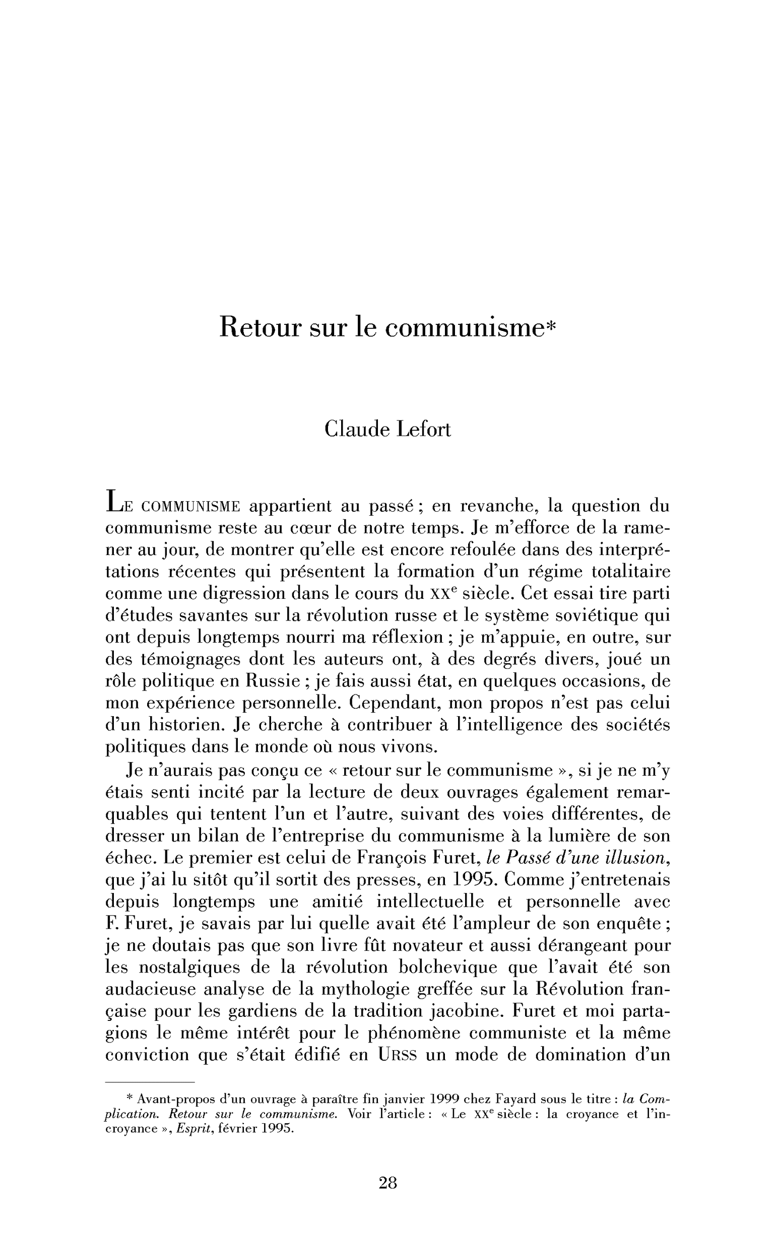 Retour sur le communisme
