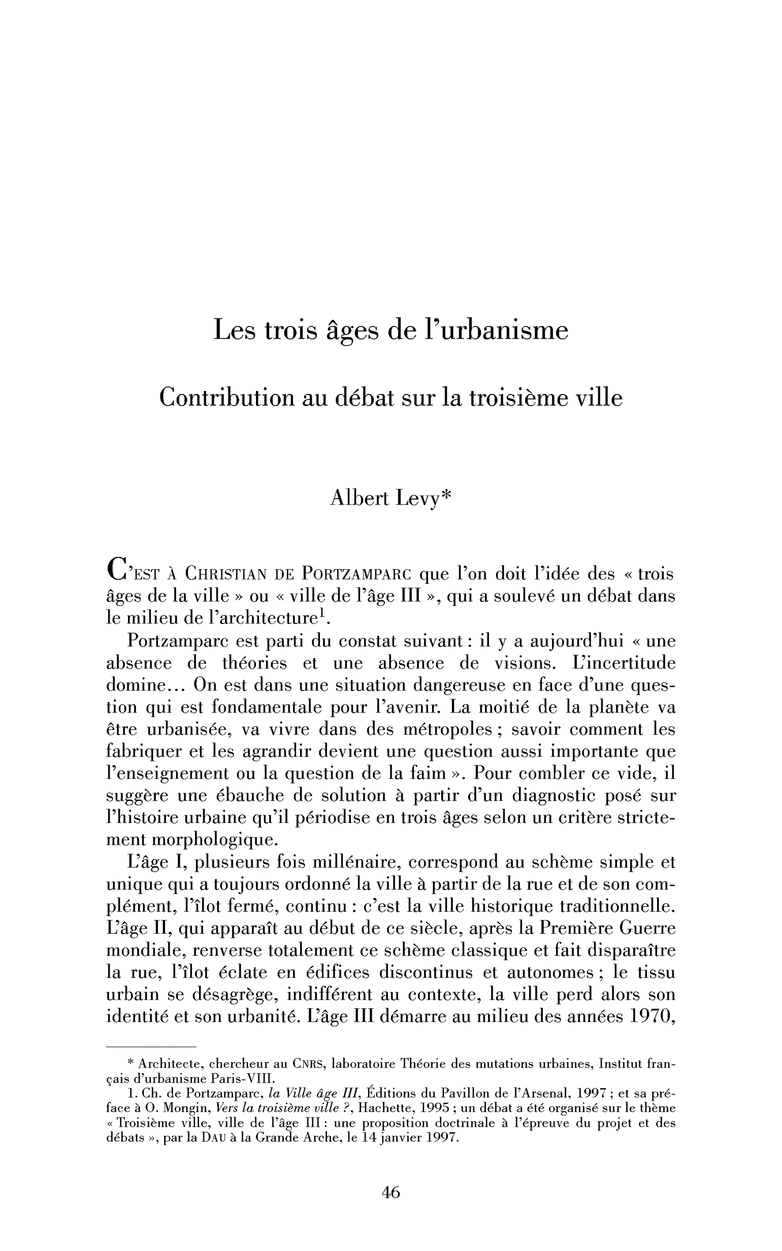 Les trois âges de l’urbanisme