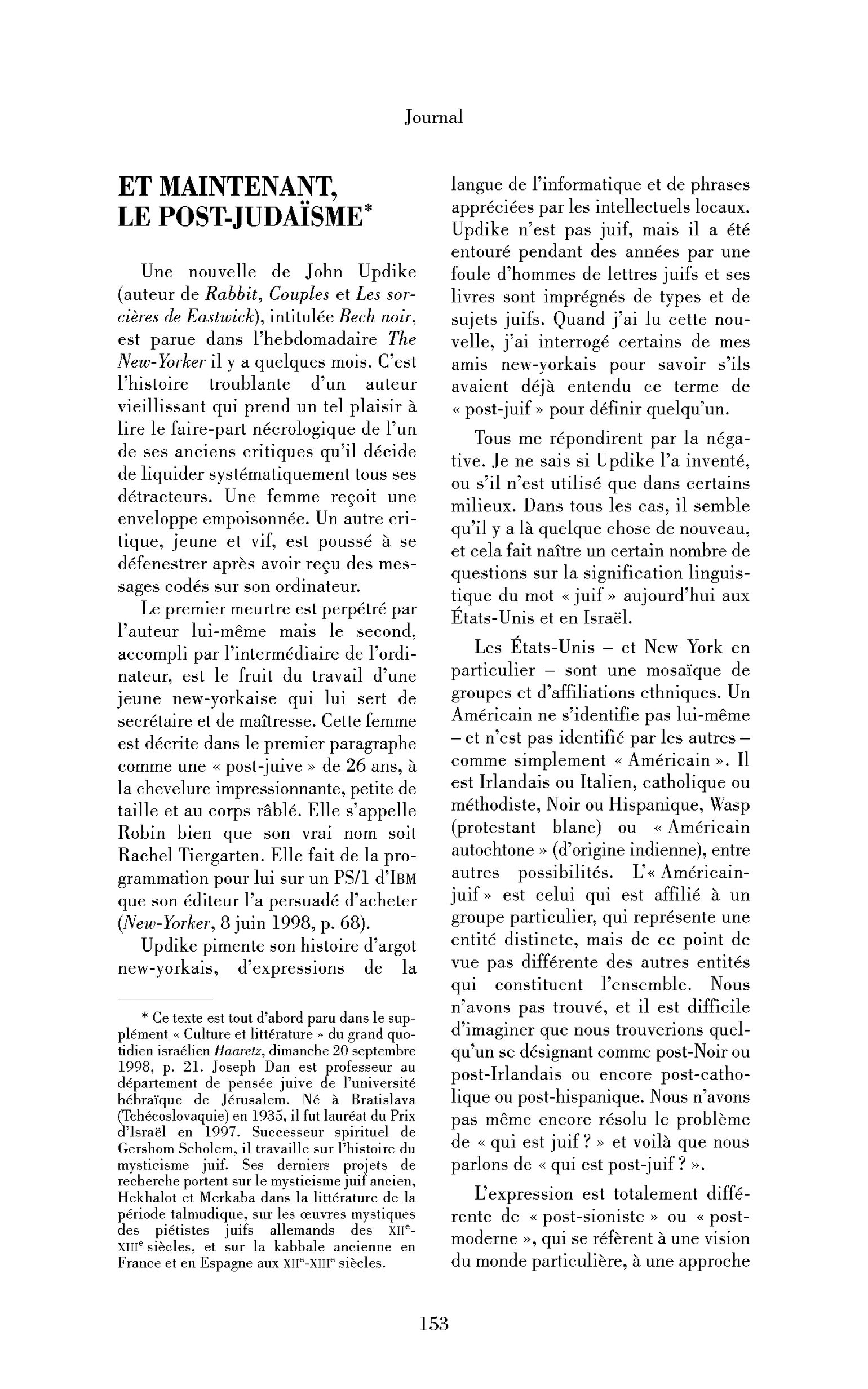 Et maintenant, le post-judaïsme