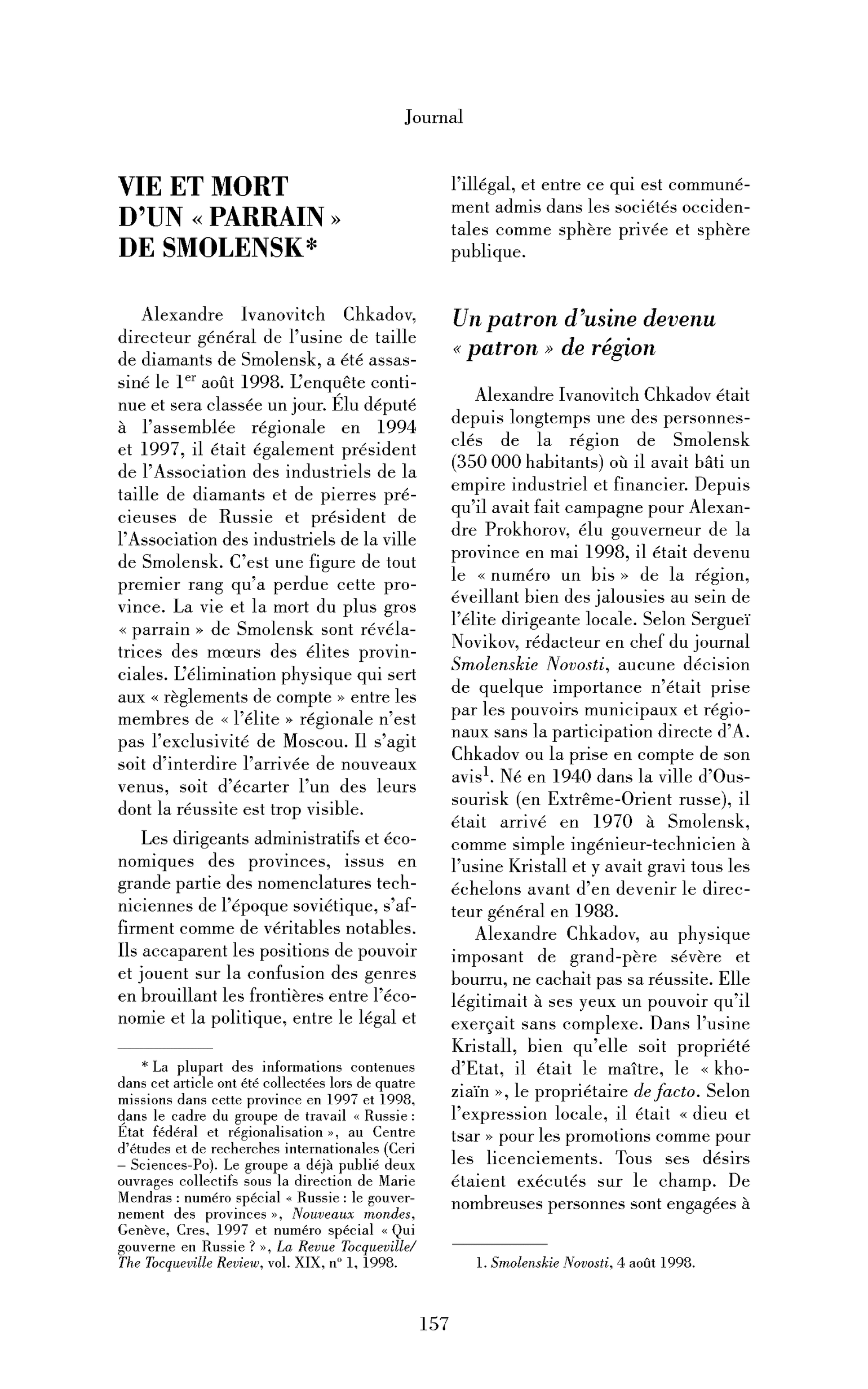 « Vie et mort d’un »« parrain« « de Smolensk« 
