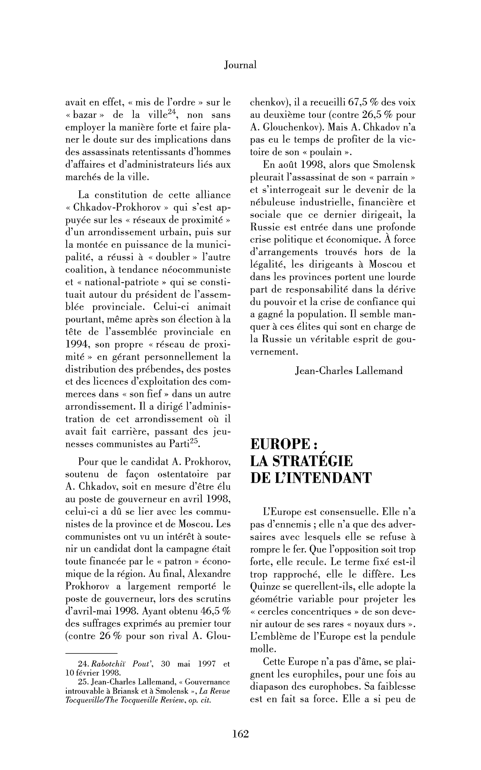 Europe : la stratégie de l’intendant