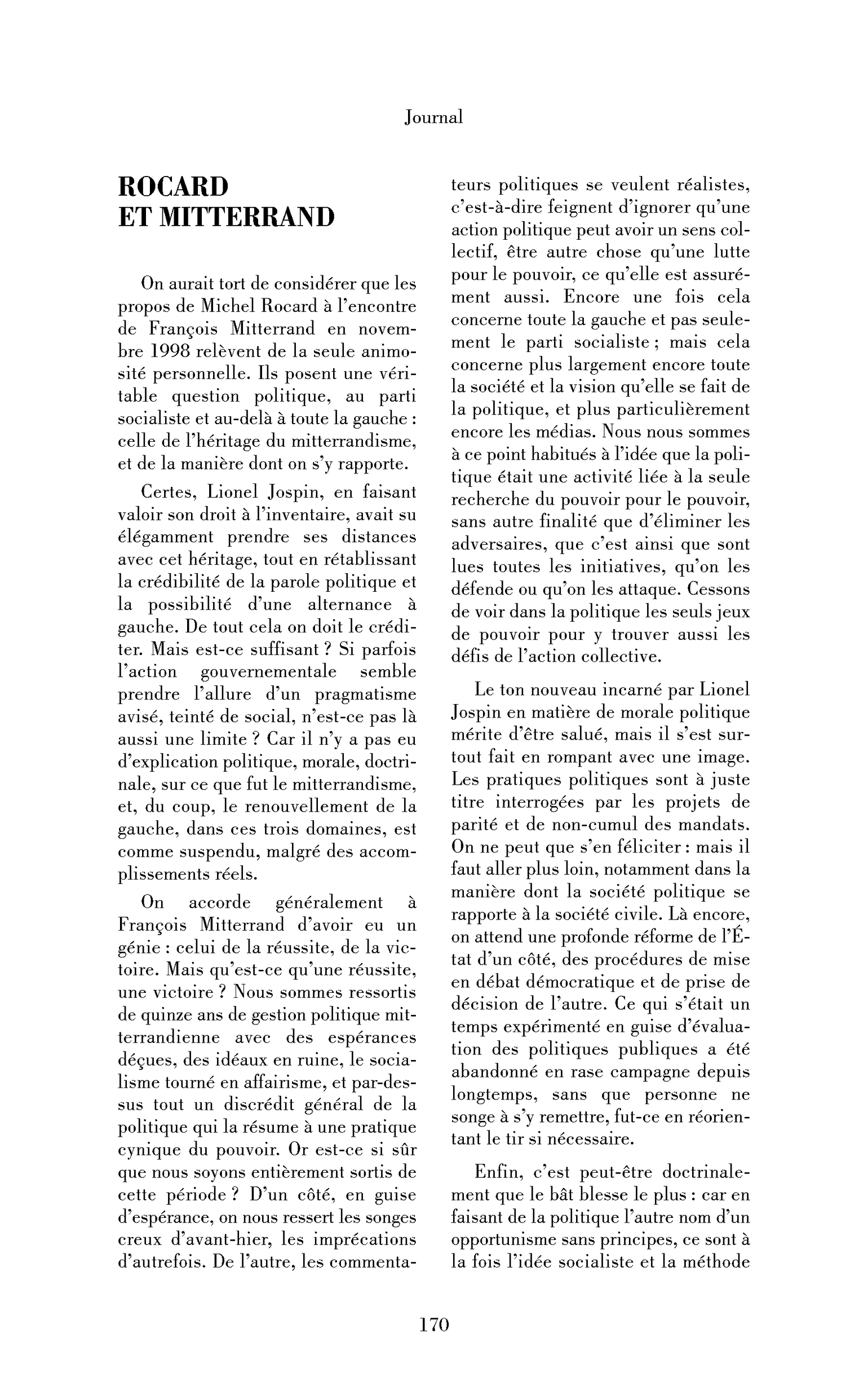 Rocard et Mitterrand