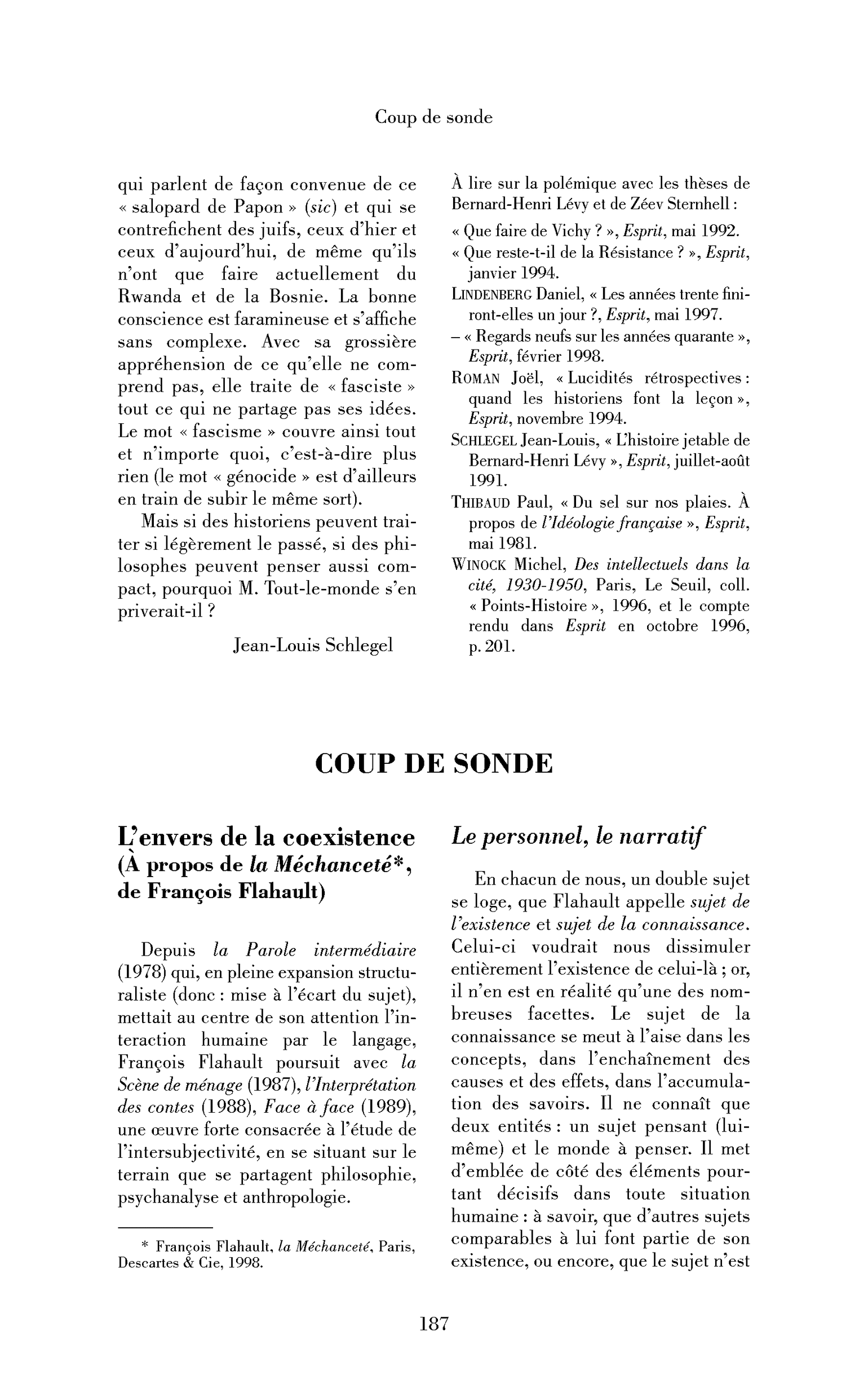 L’envers de la coexistence (À propos de la Méchanceté, de François Flahault)