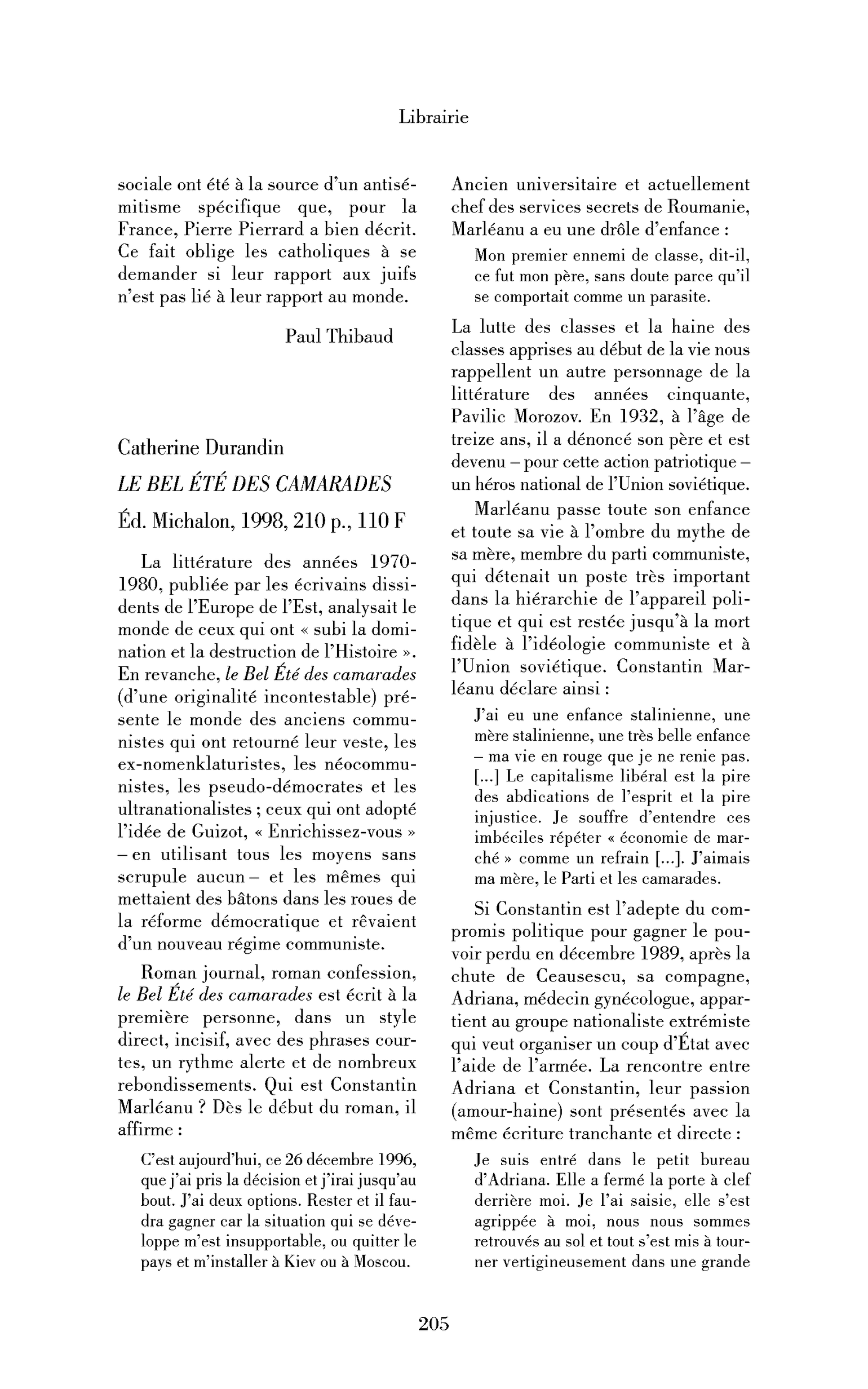 Catherine Durandin : le Bel Été des camarades