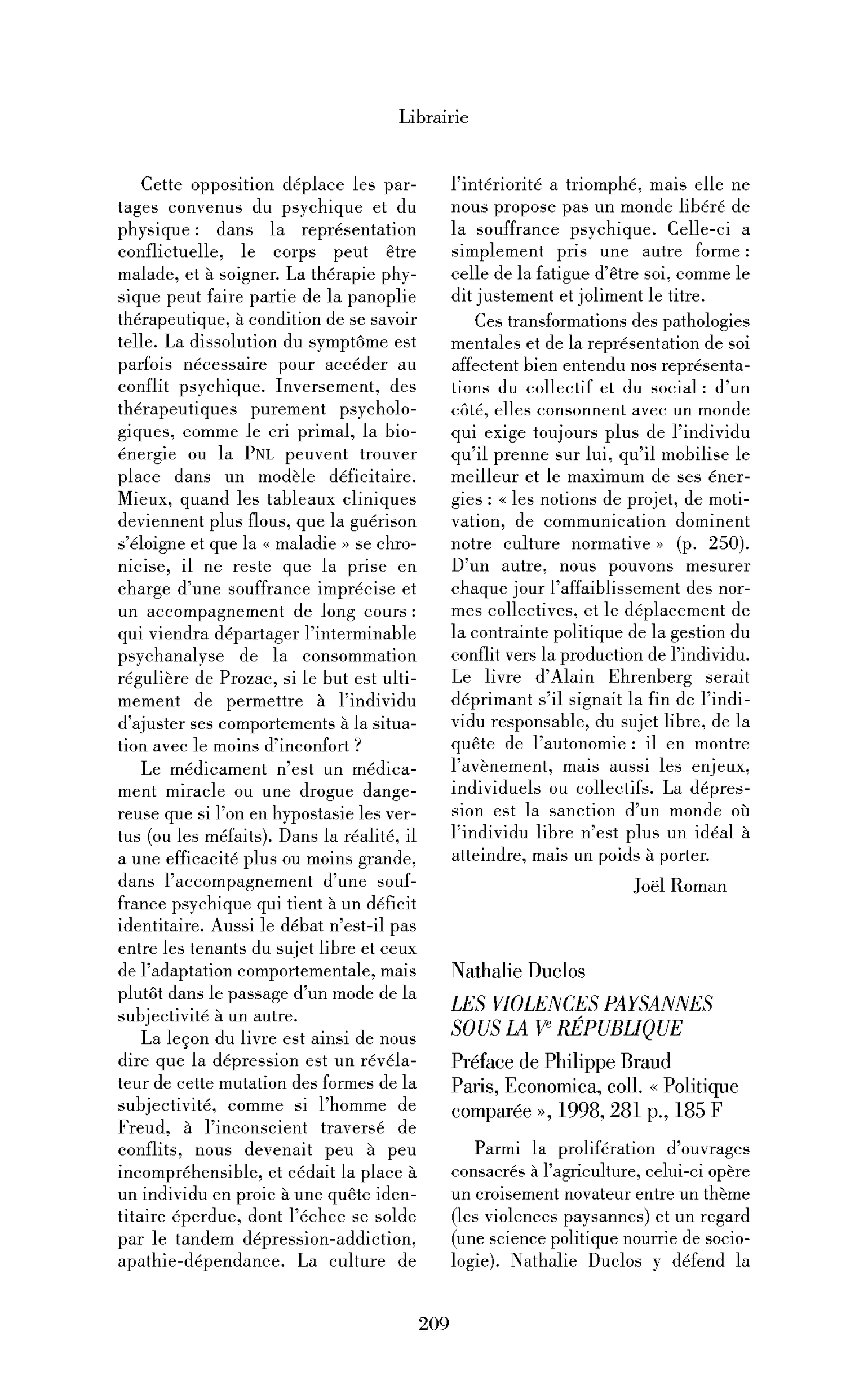 Nathalie Duclos : les Violences paysannes sous la Ve République