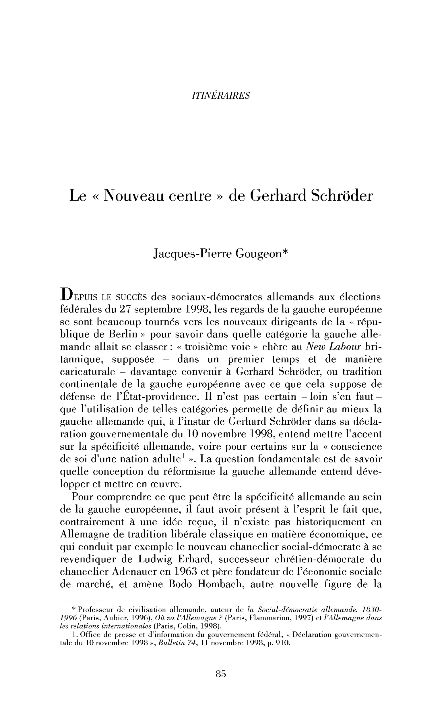 « Le »« Nouveau centre« « de Gerhard Schröder« 
