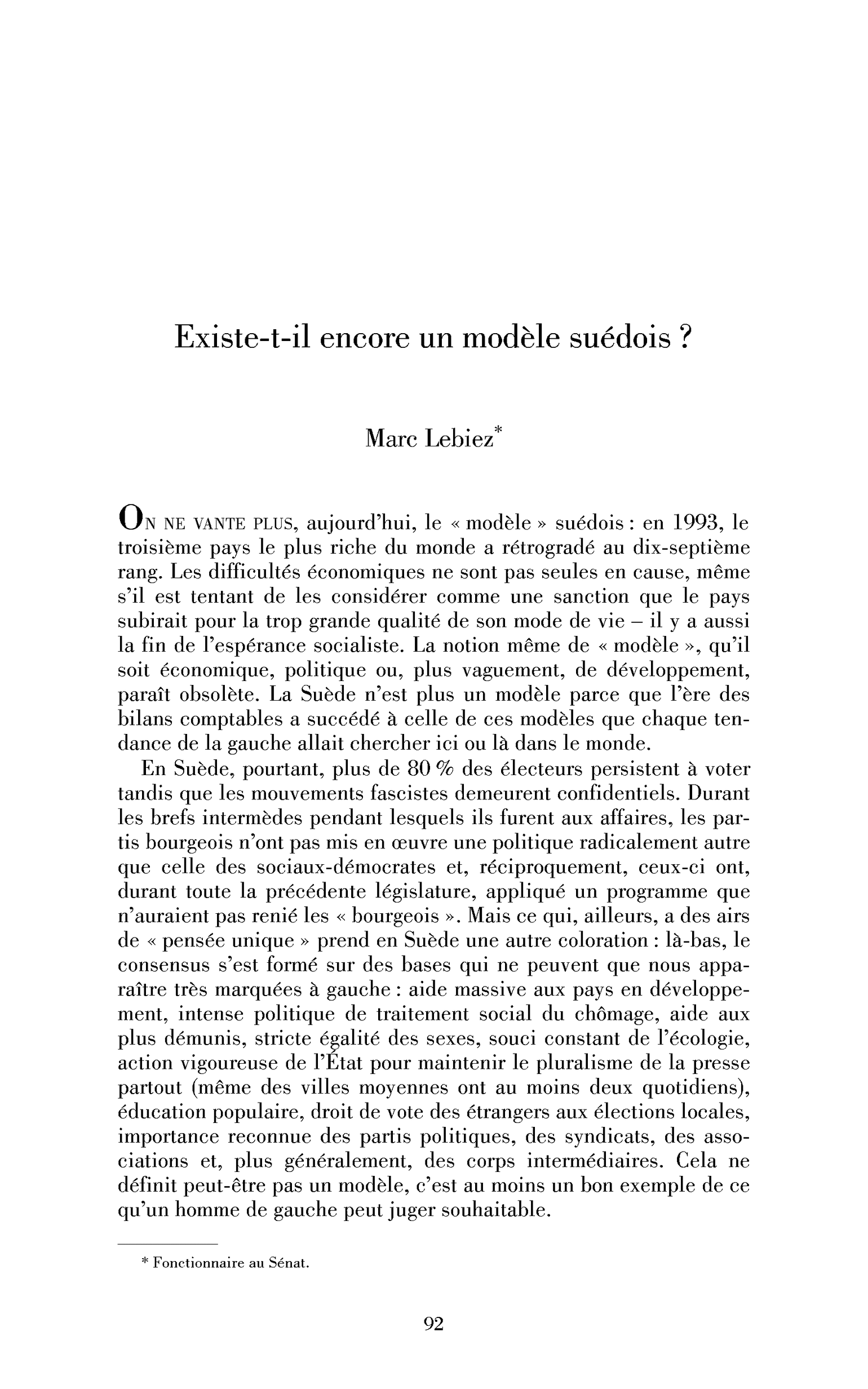 Existe-t-il encore un modèle suédois?