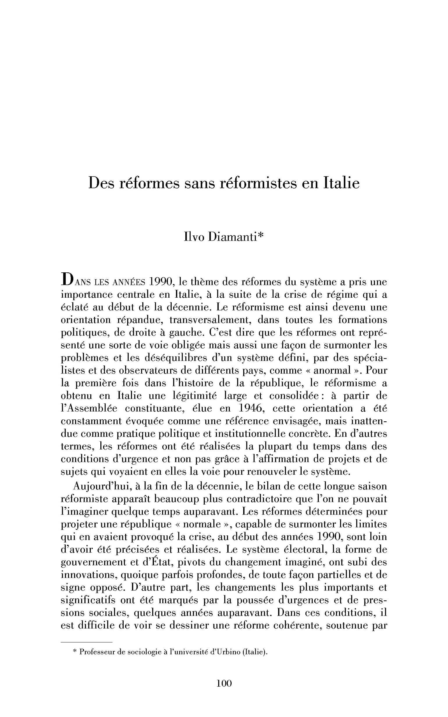 Des réformes sans réformistes en Italie