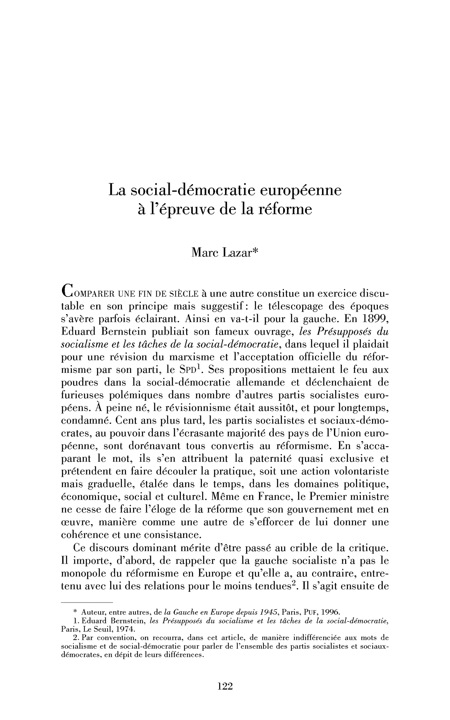 La social-démocratie européenne à l’épreuve de la réforme