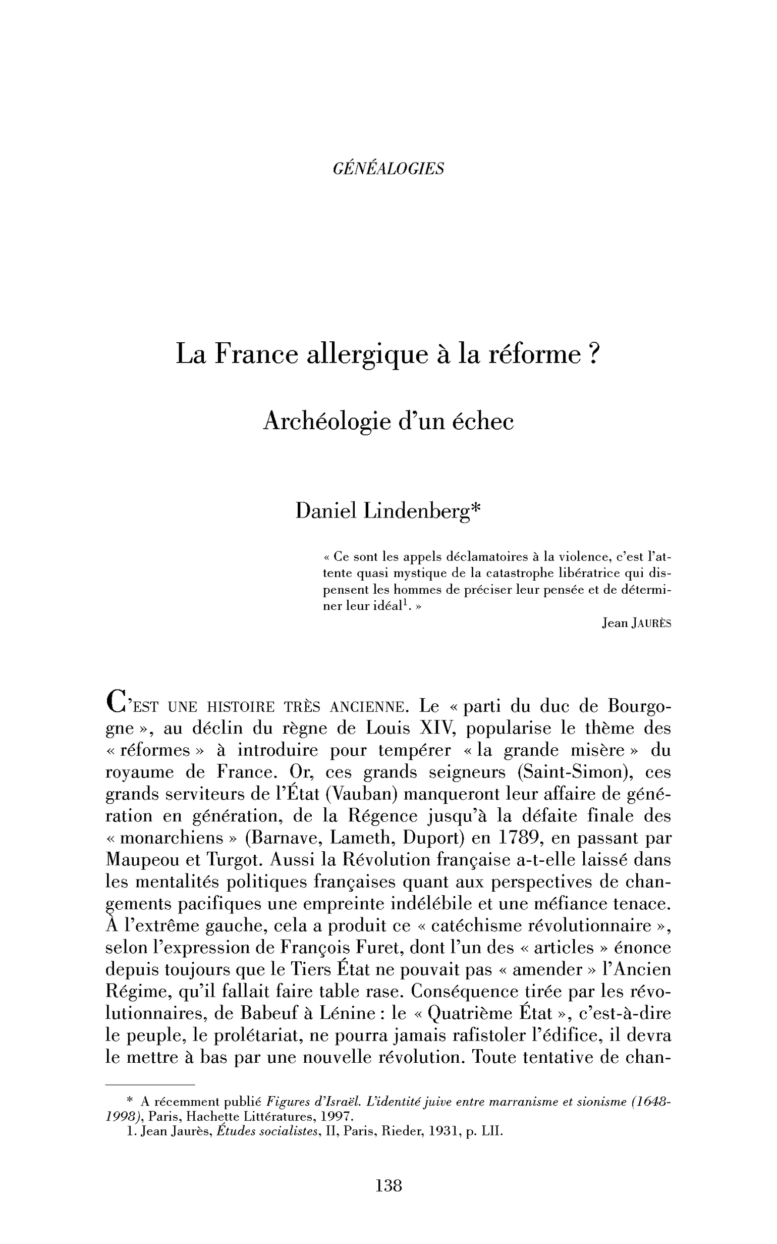 La France allergique à la réforme? Archéologie d’un échec