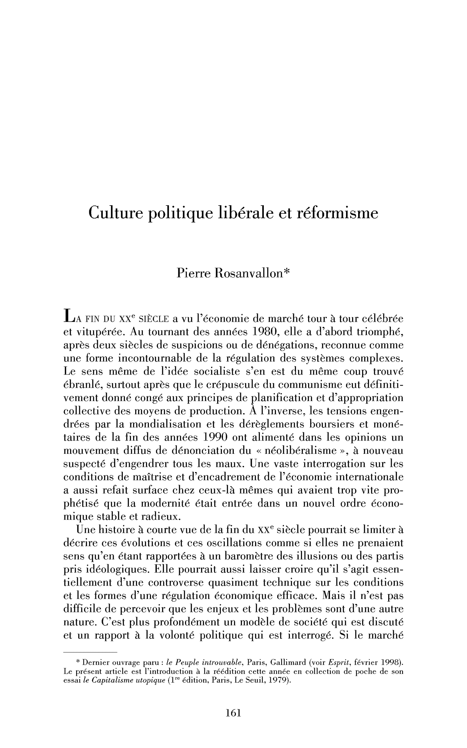 Culture politique libérale et réformisme
