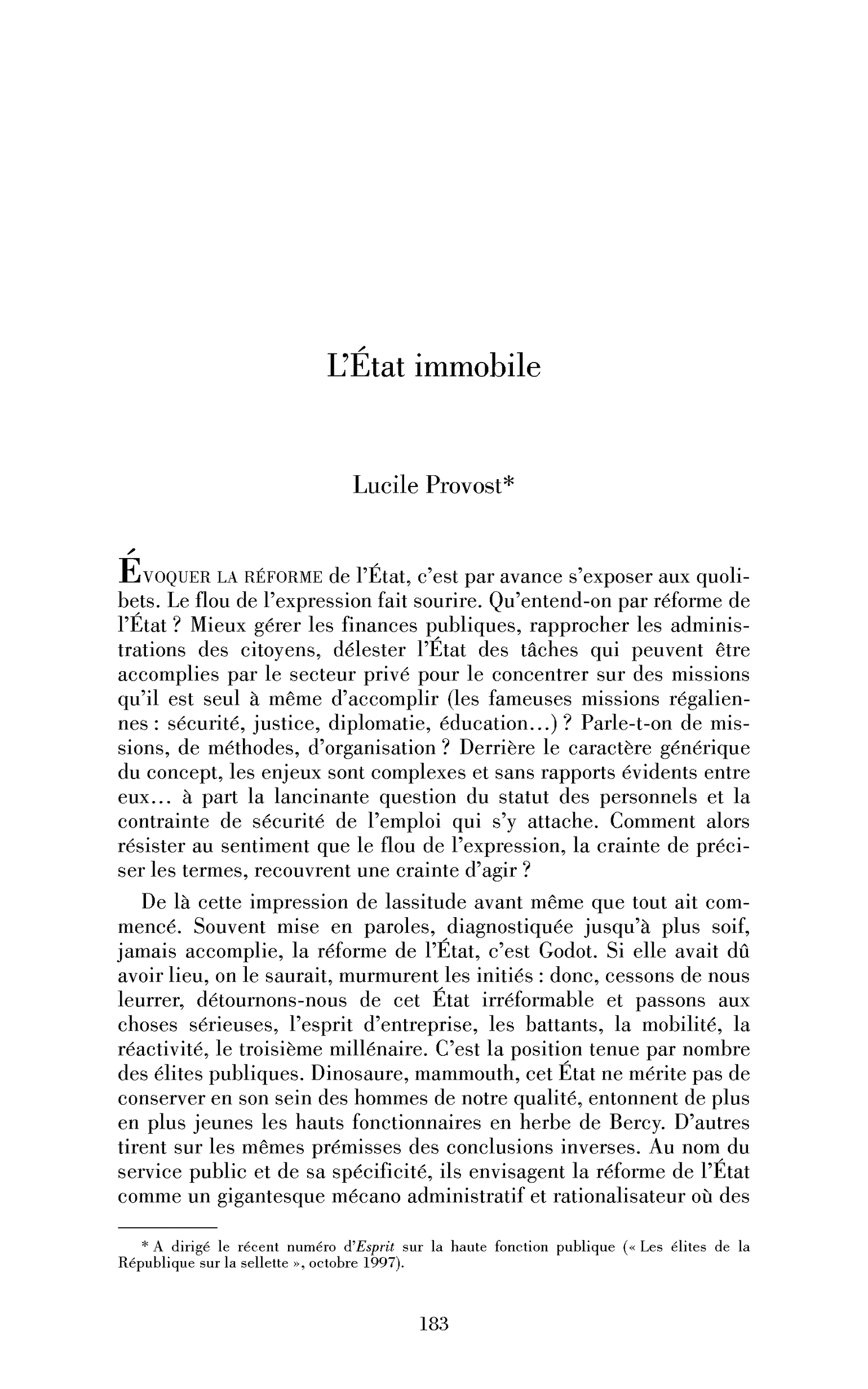 L’État immobile