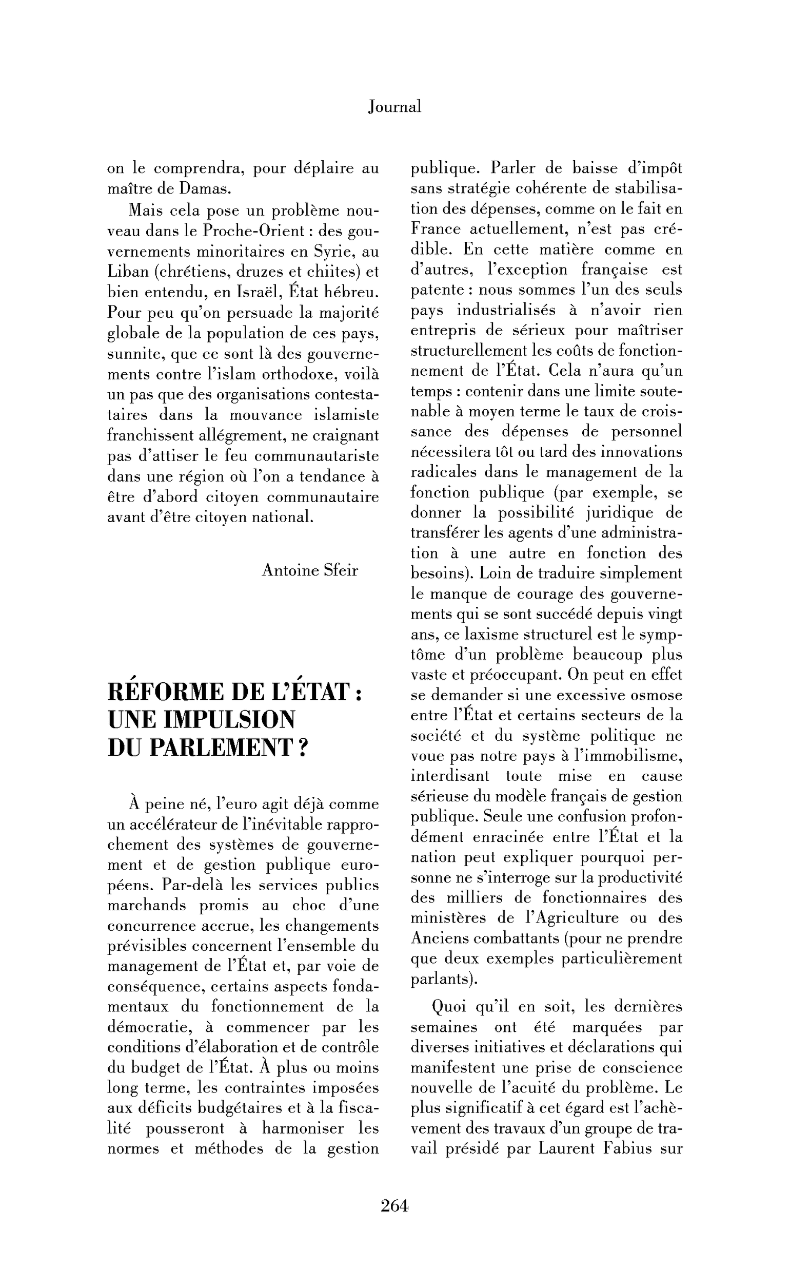 Réforme de l’État : une impulsion du parlement?