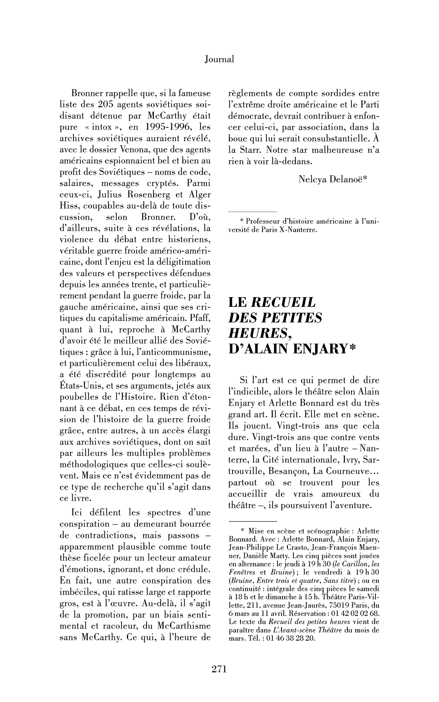Le Recueil des petites heures, d’Alain Enjary