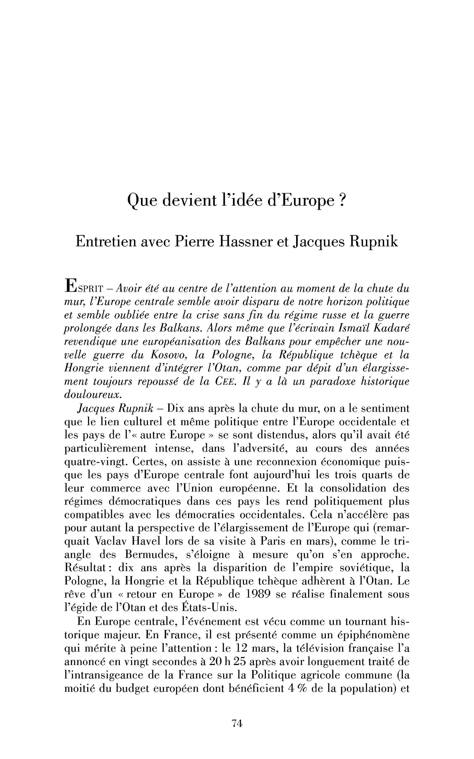Que devient l’idée d’Europe ? (Entretien)