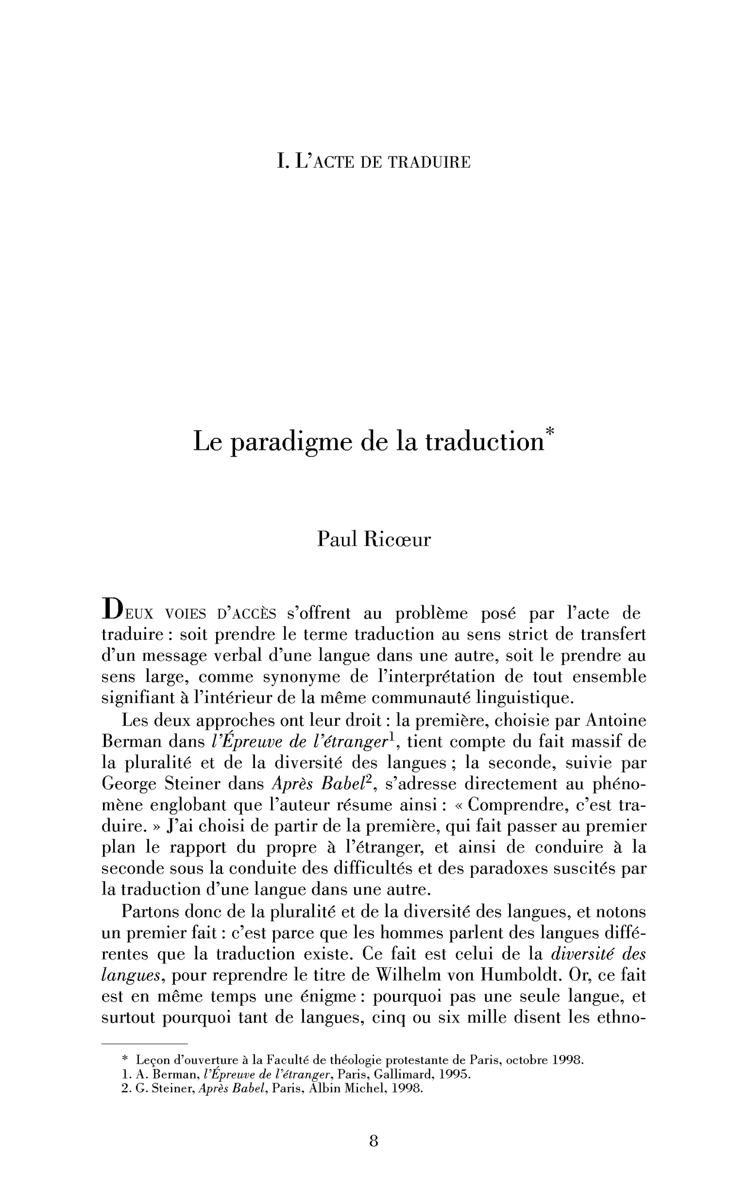 Le paradigme de la traduction