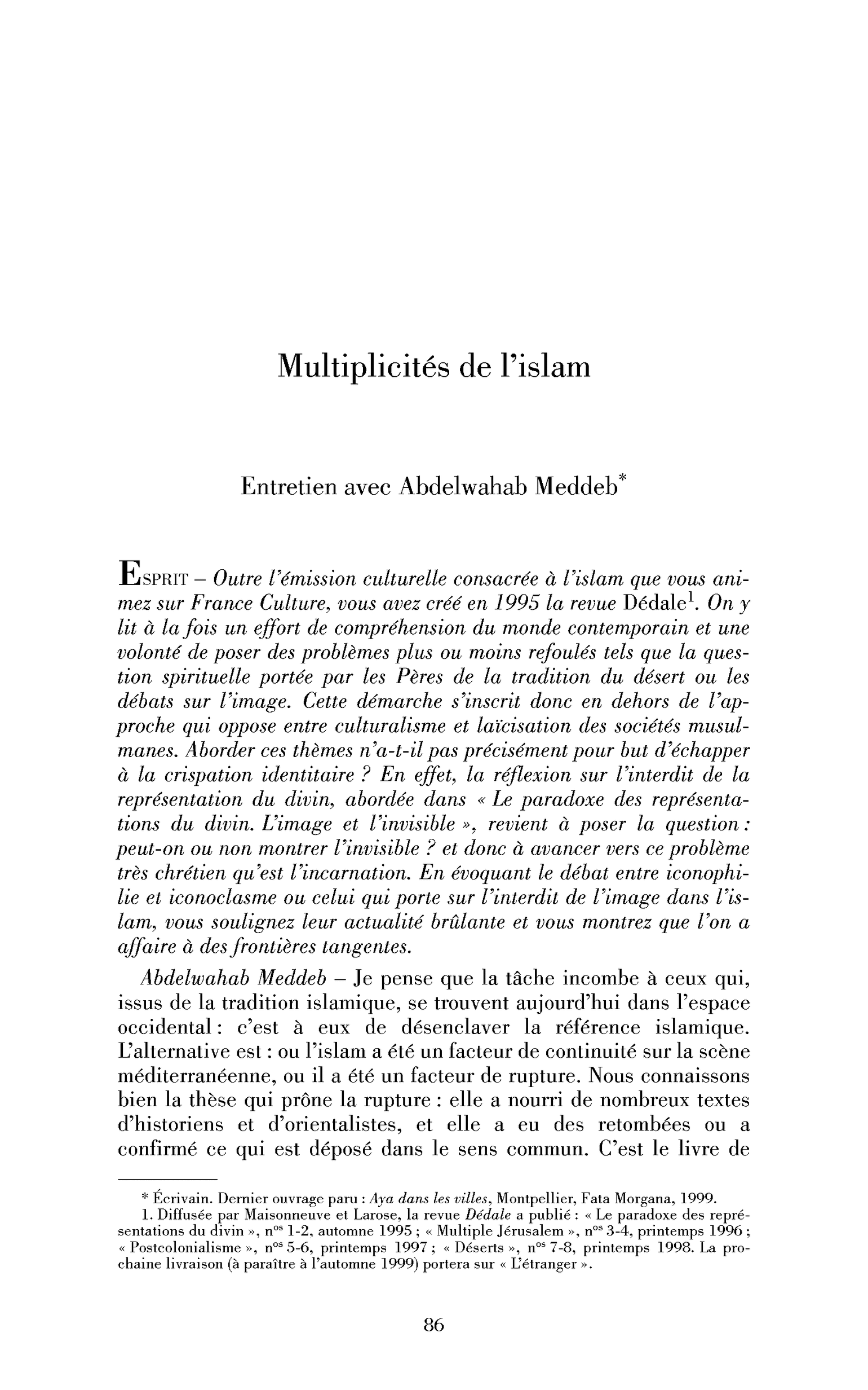 Multiplicités de l’islam