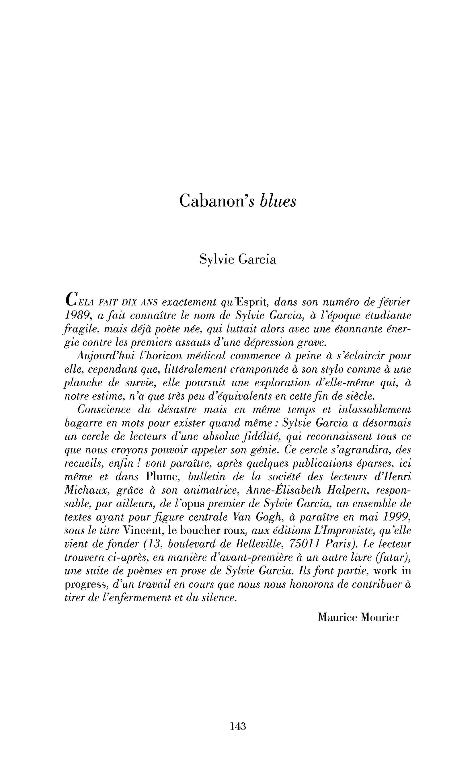 Cabanon’s blues