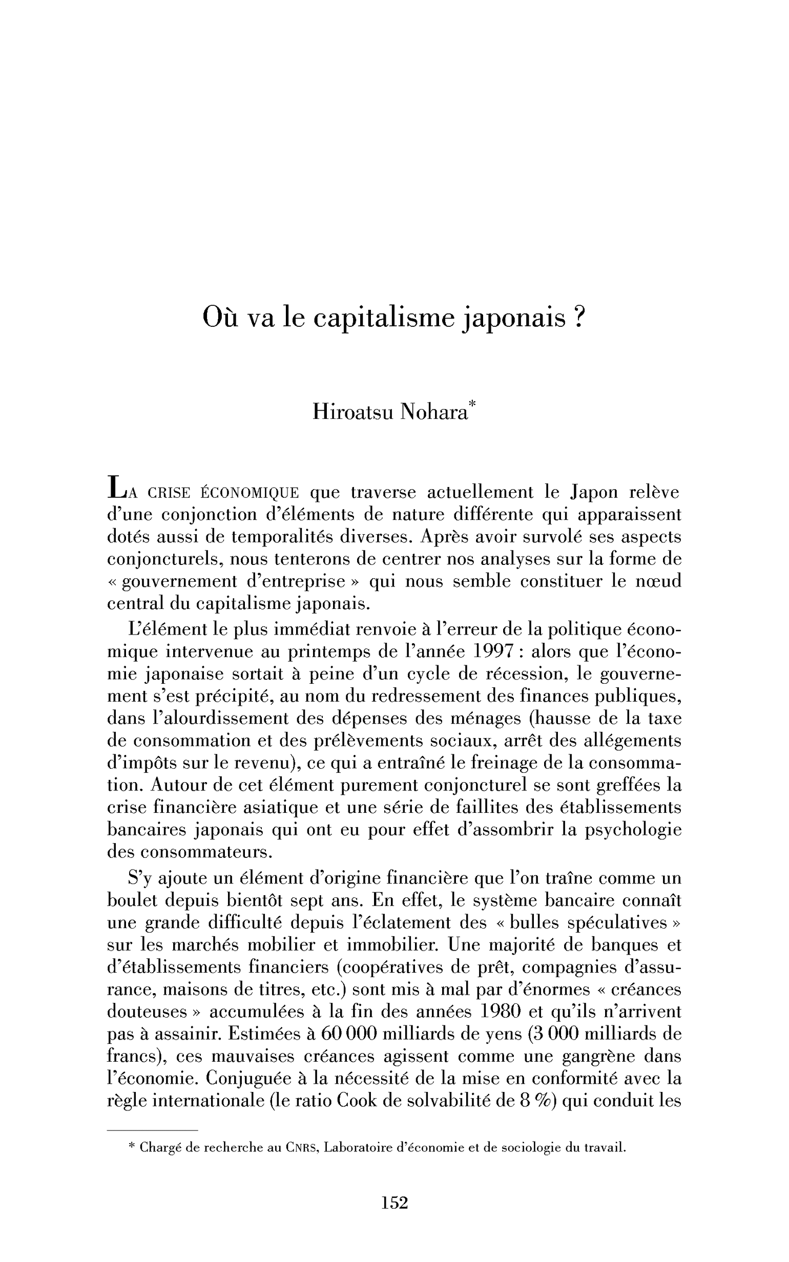 Où va le capitalisme japonais?
