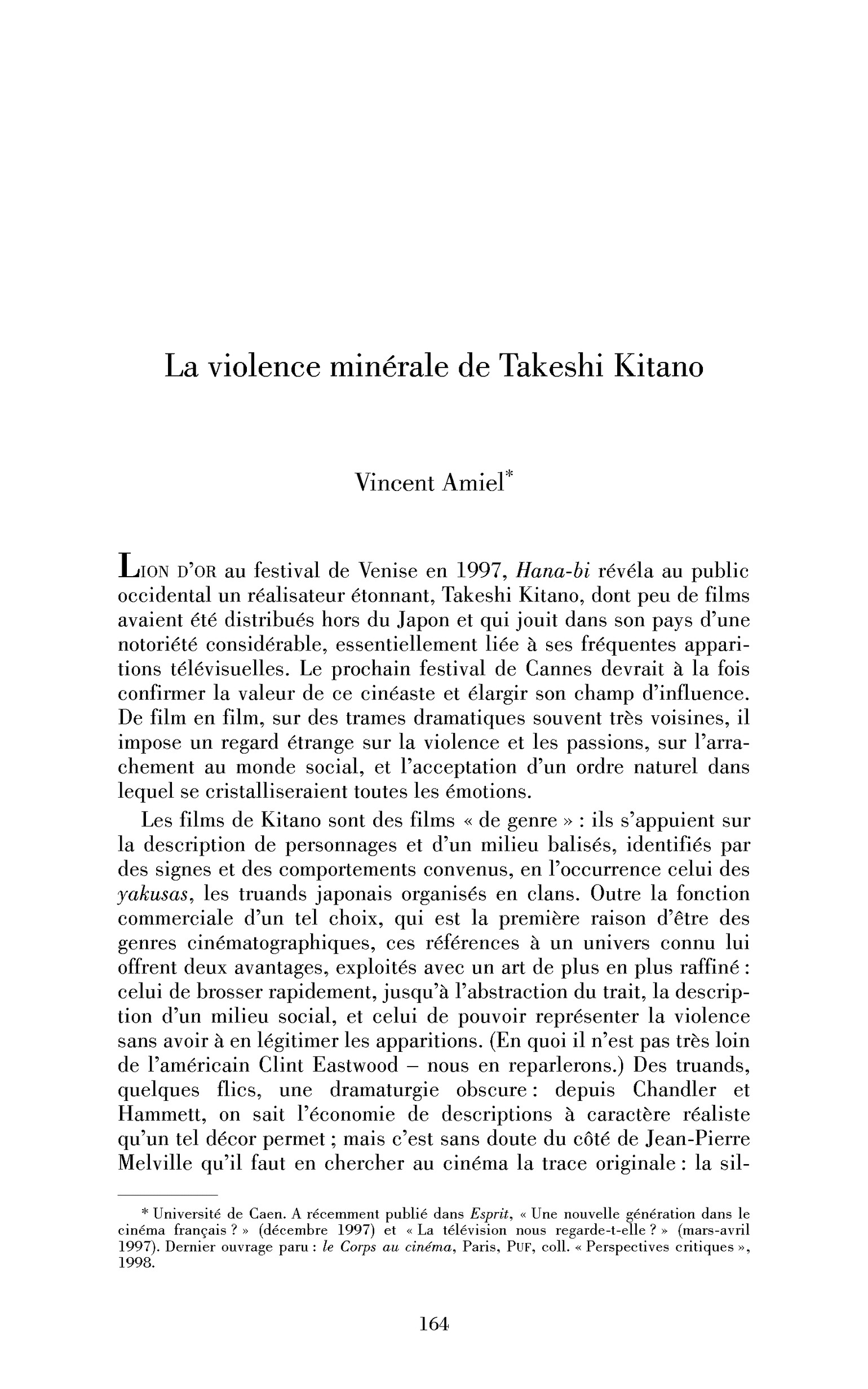 La violence minérale de Takeshi Kitano