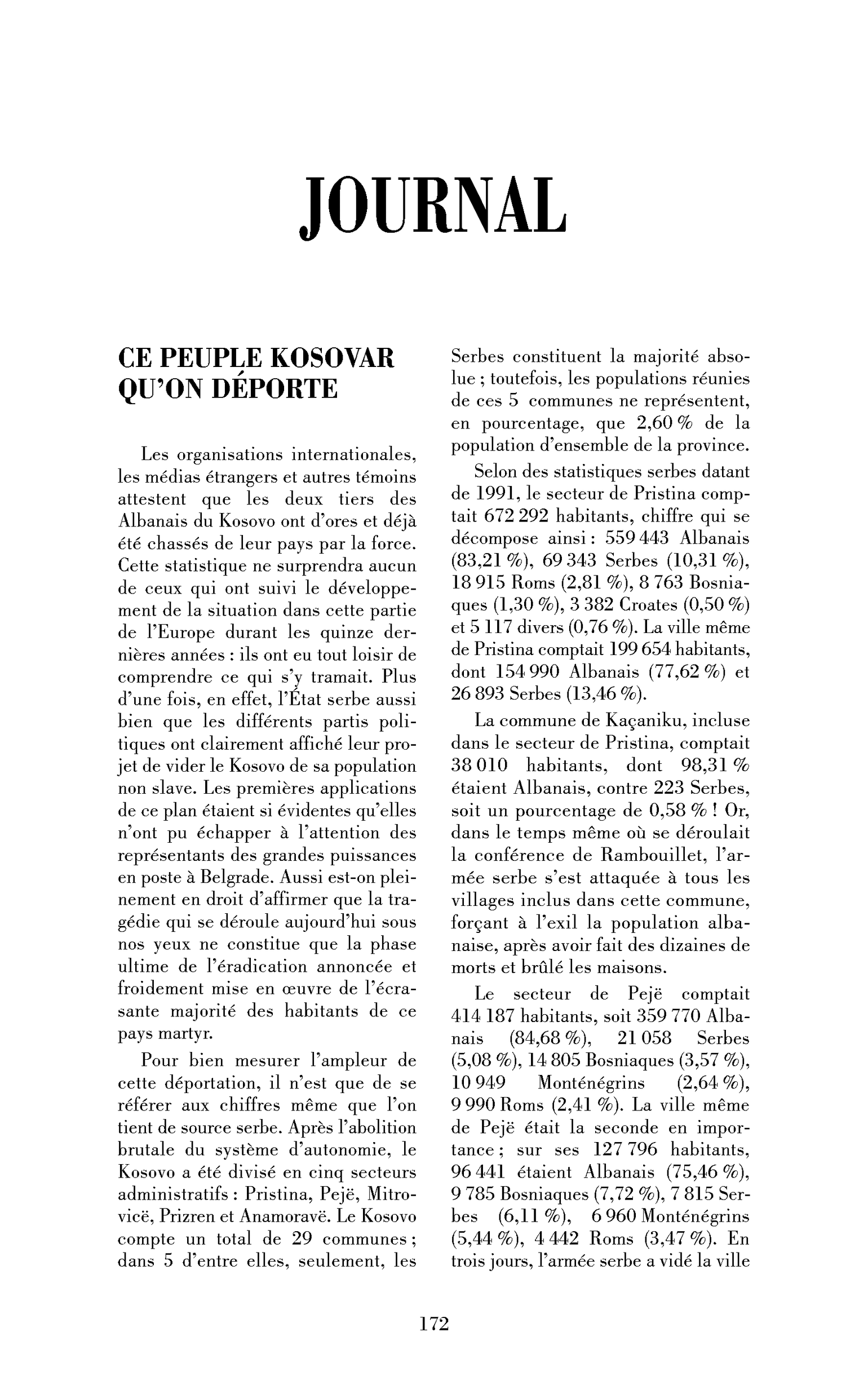 Ce peuple kosovar qu’on déporte