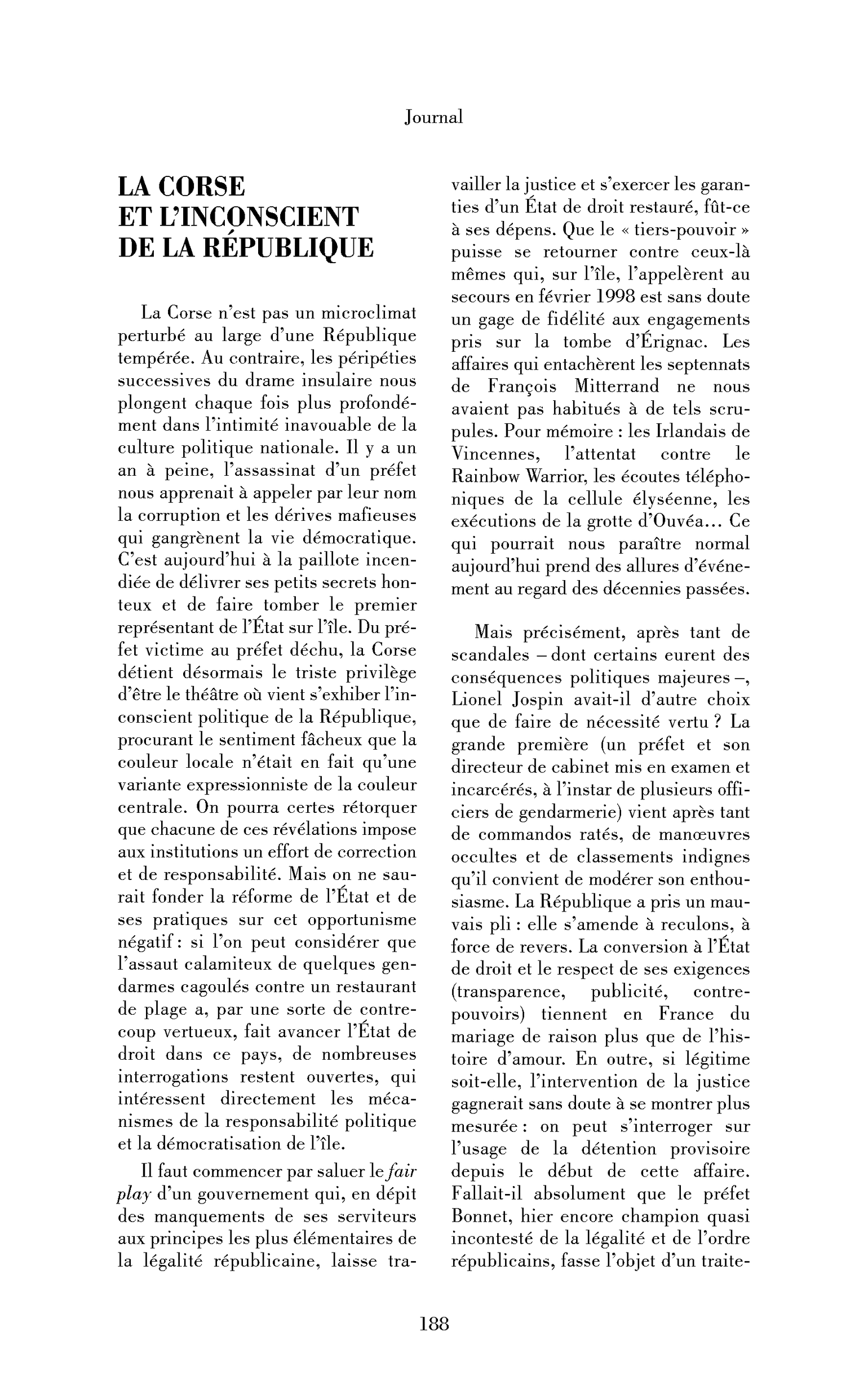 La Corse et l’inconscient de la République