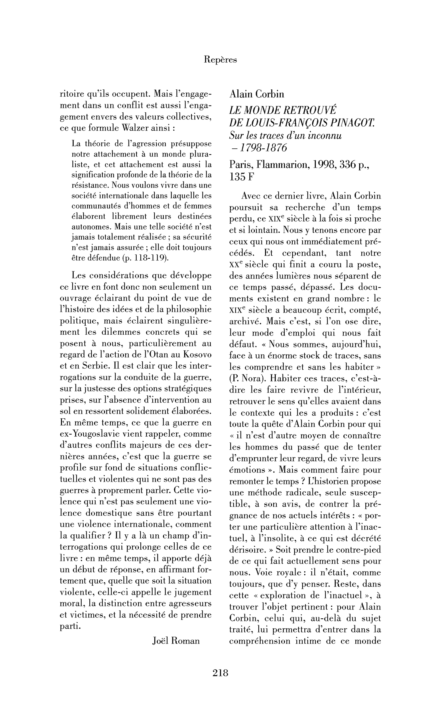 Alain Corbin : le Monde retrouvé de Louis-François Pinagot. Sur les traces d’un inconnu - 1798-1876