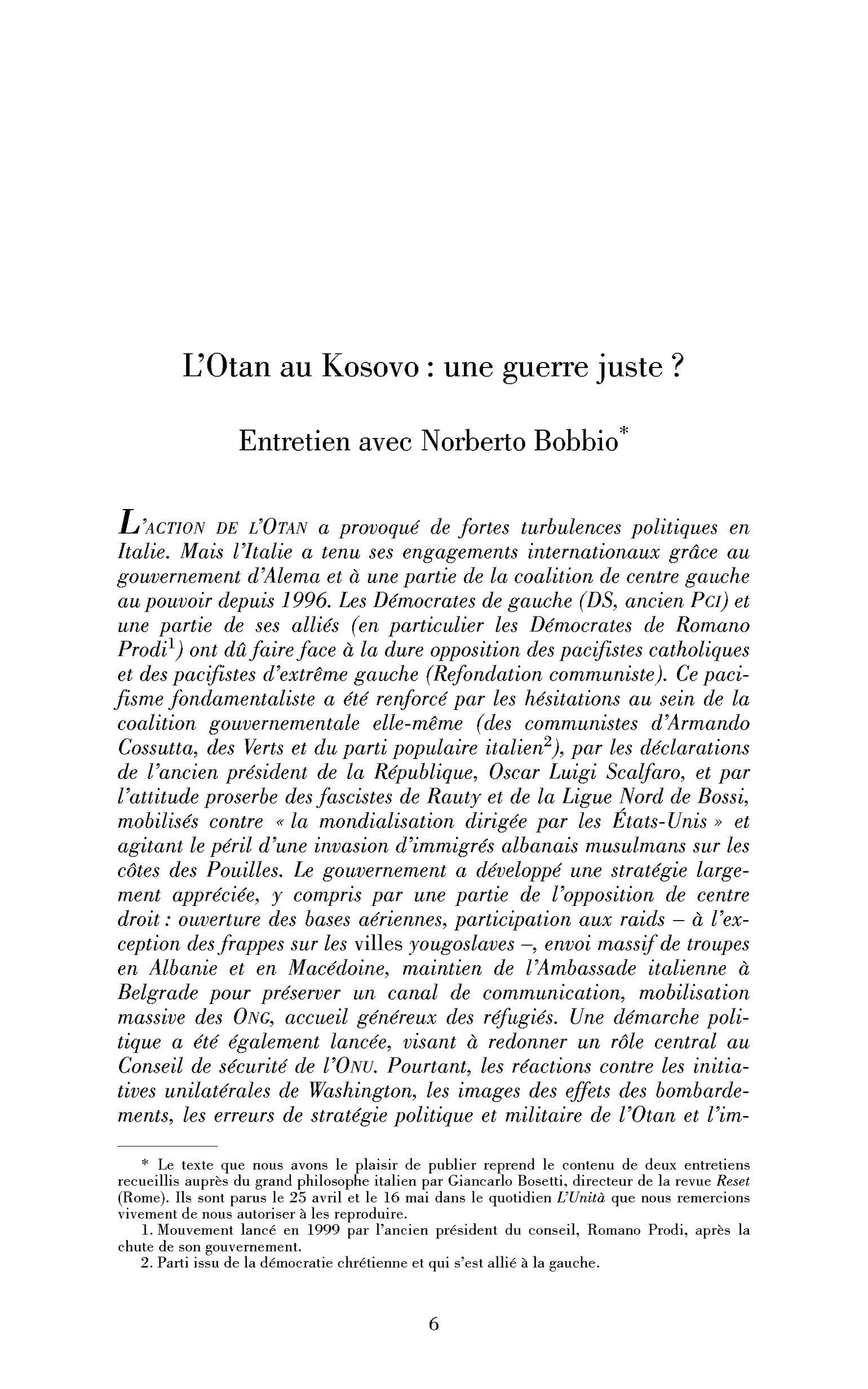 L’Otan au Kosovo : une guerre juste? (Entretien)
