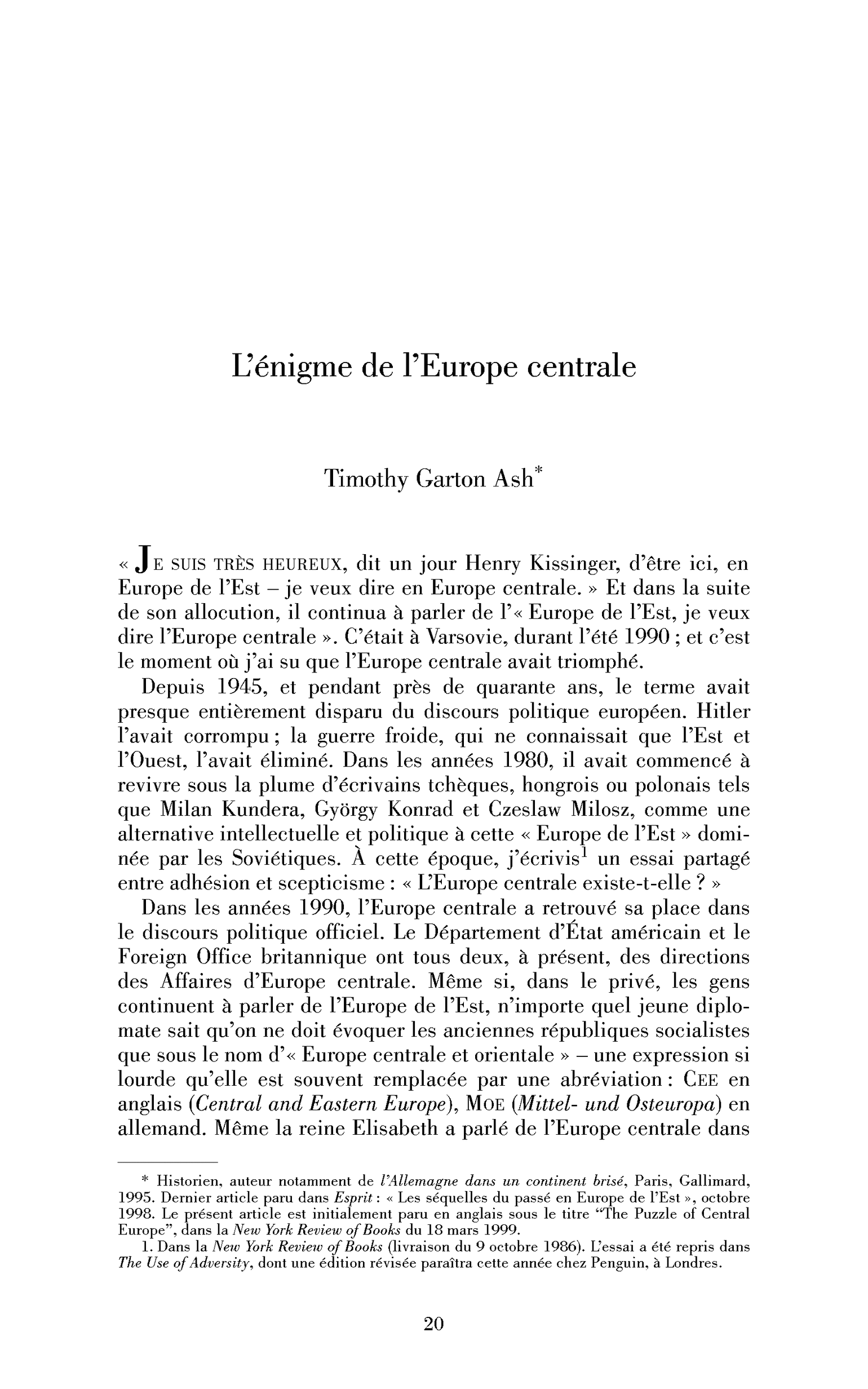 L’énigme de l’Europe centrale