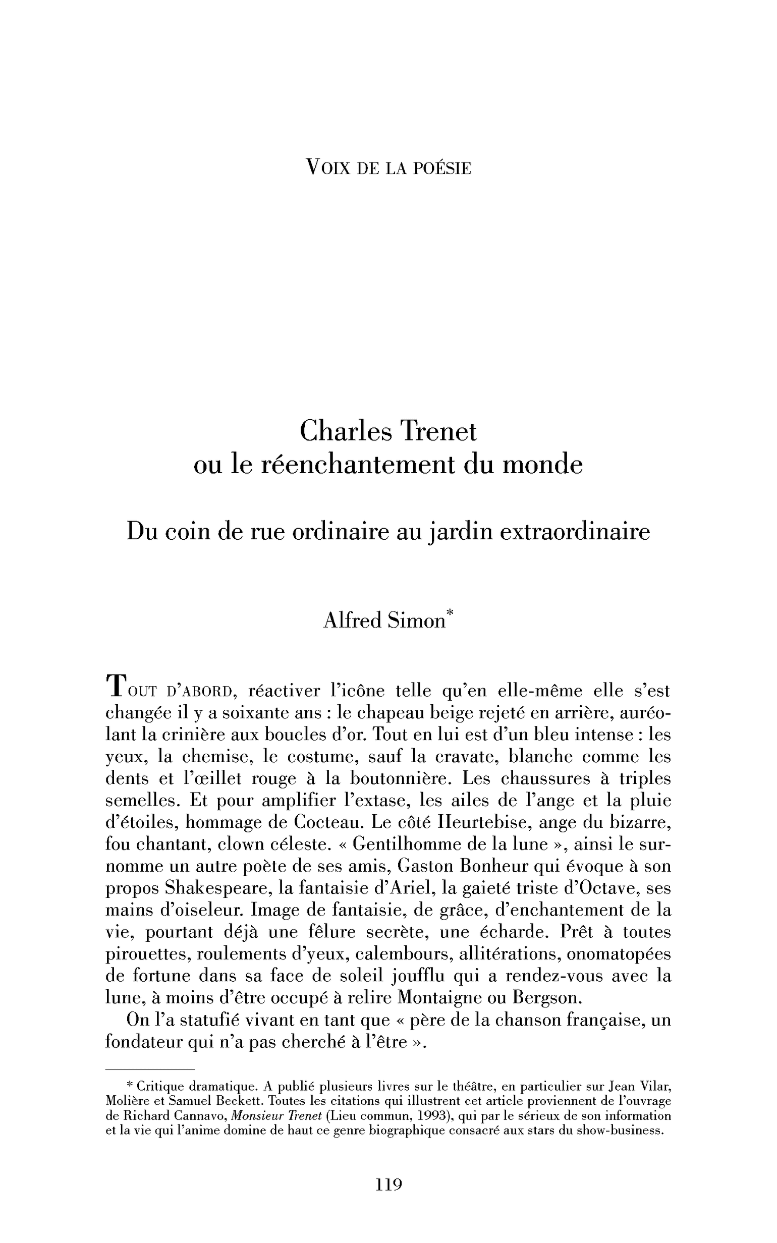 Charles Trenet ou le réenchantement du monde