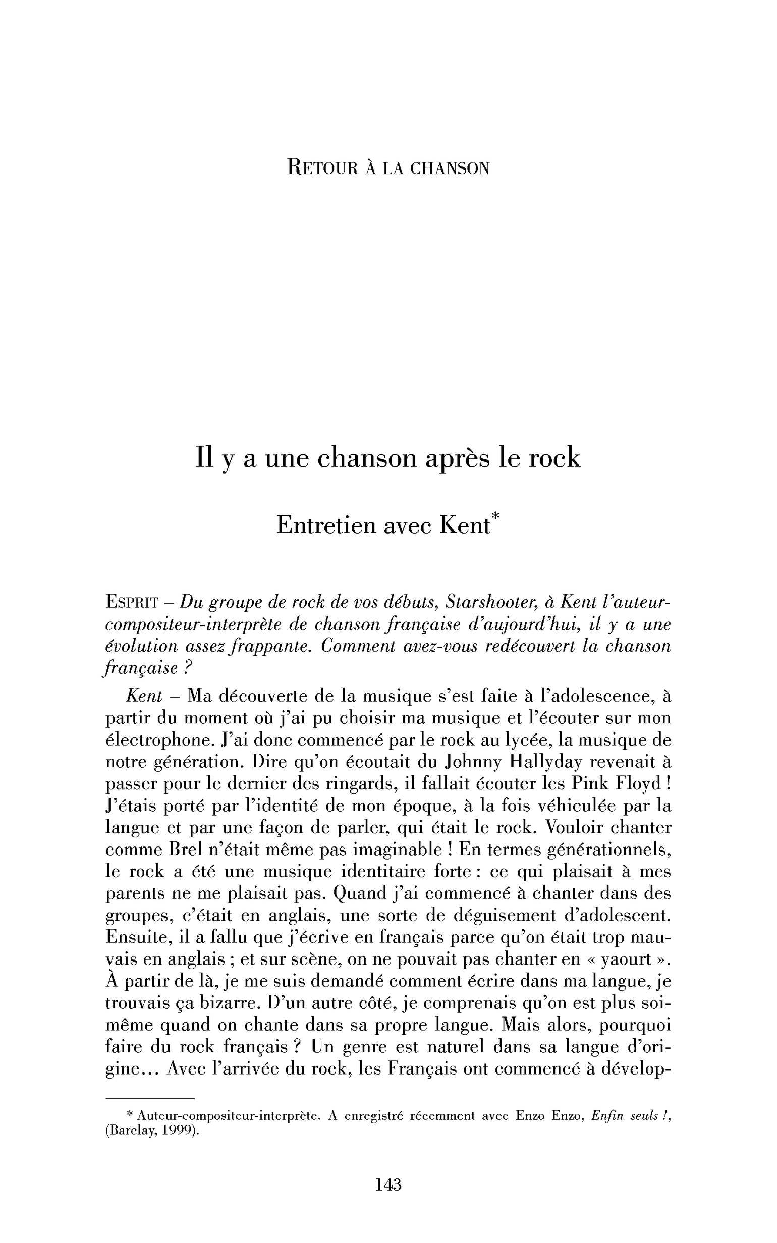 Il y a une chanson après le rock. (Entretien)
