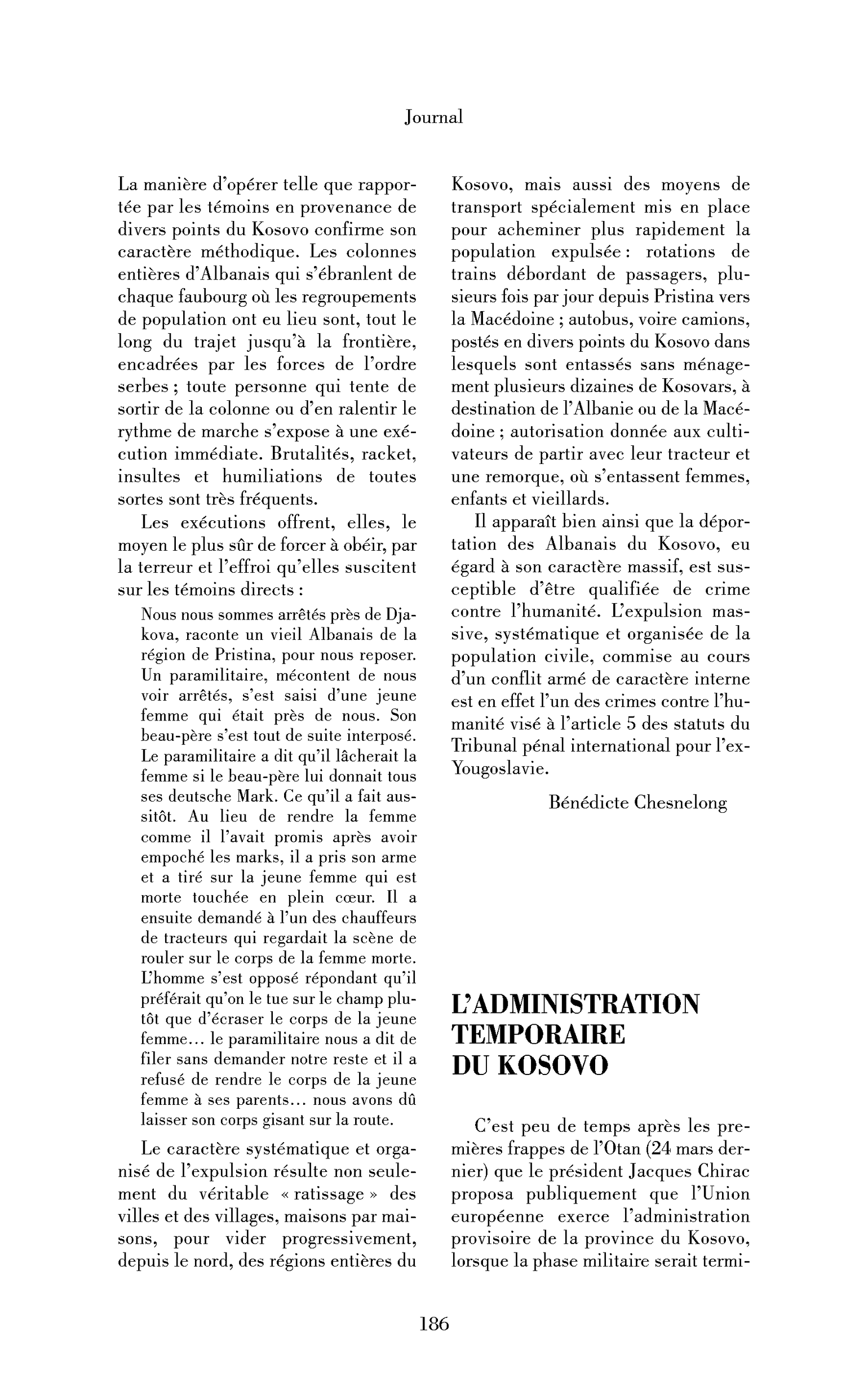 L’administration temporaire au Kosovo