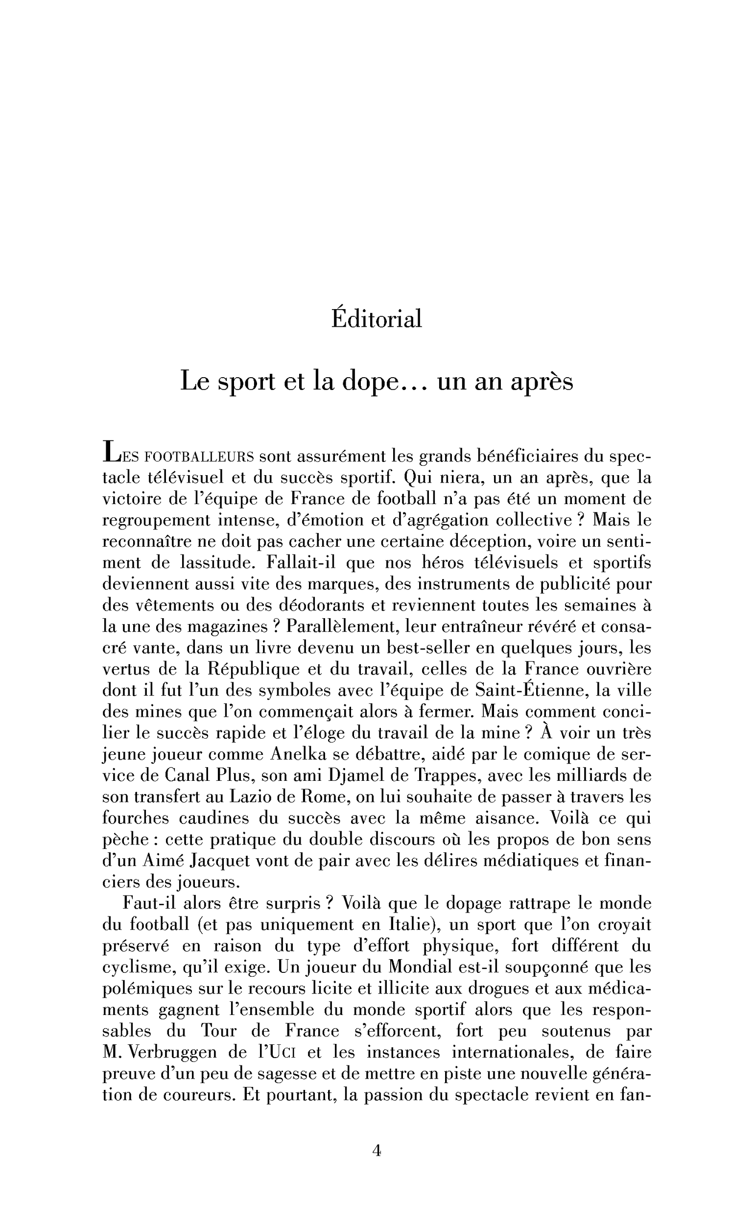Le sport et la dope… un an après