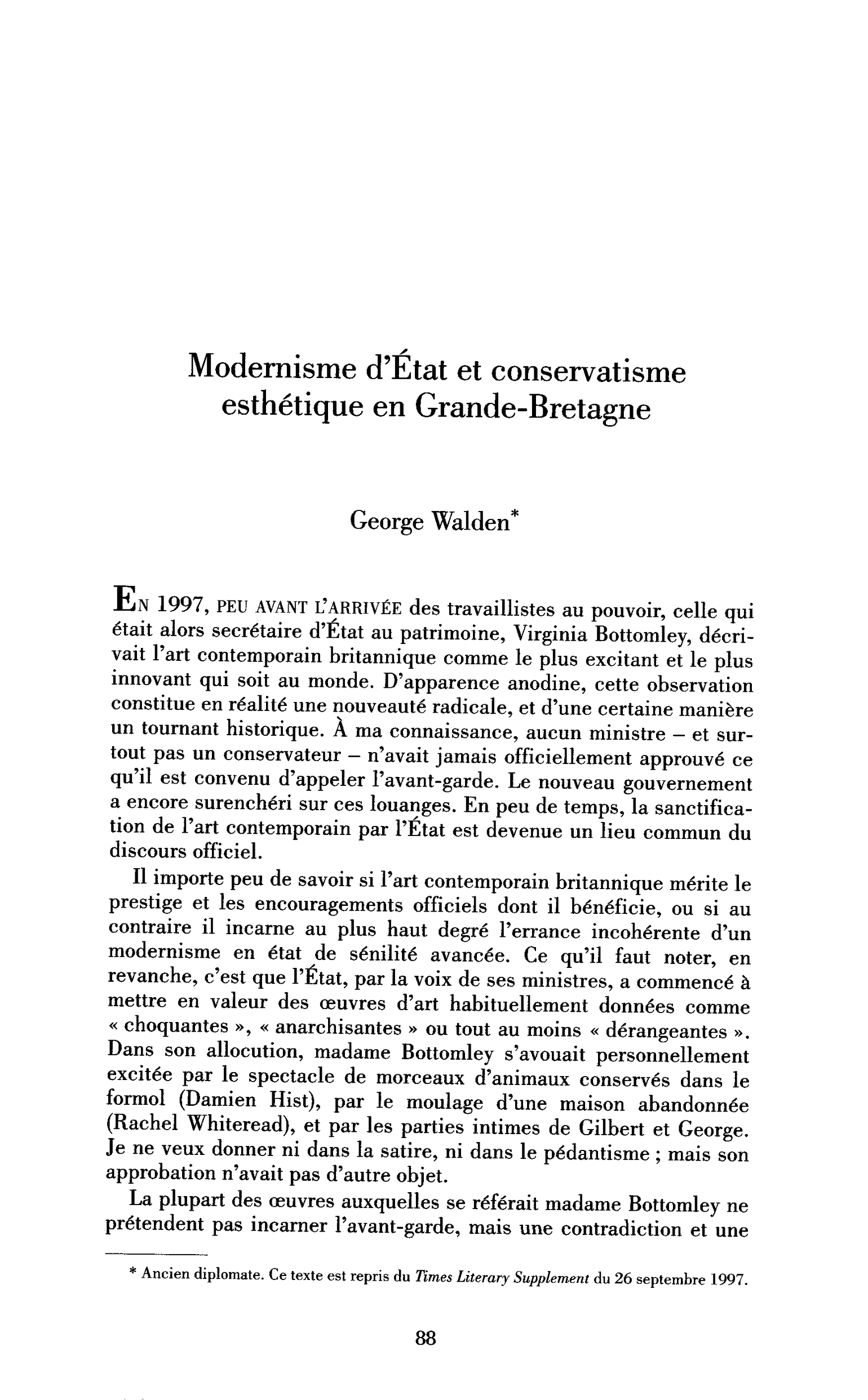 Modernisme d’État et conservatisme esthétique en Grande-Bretagne