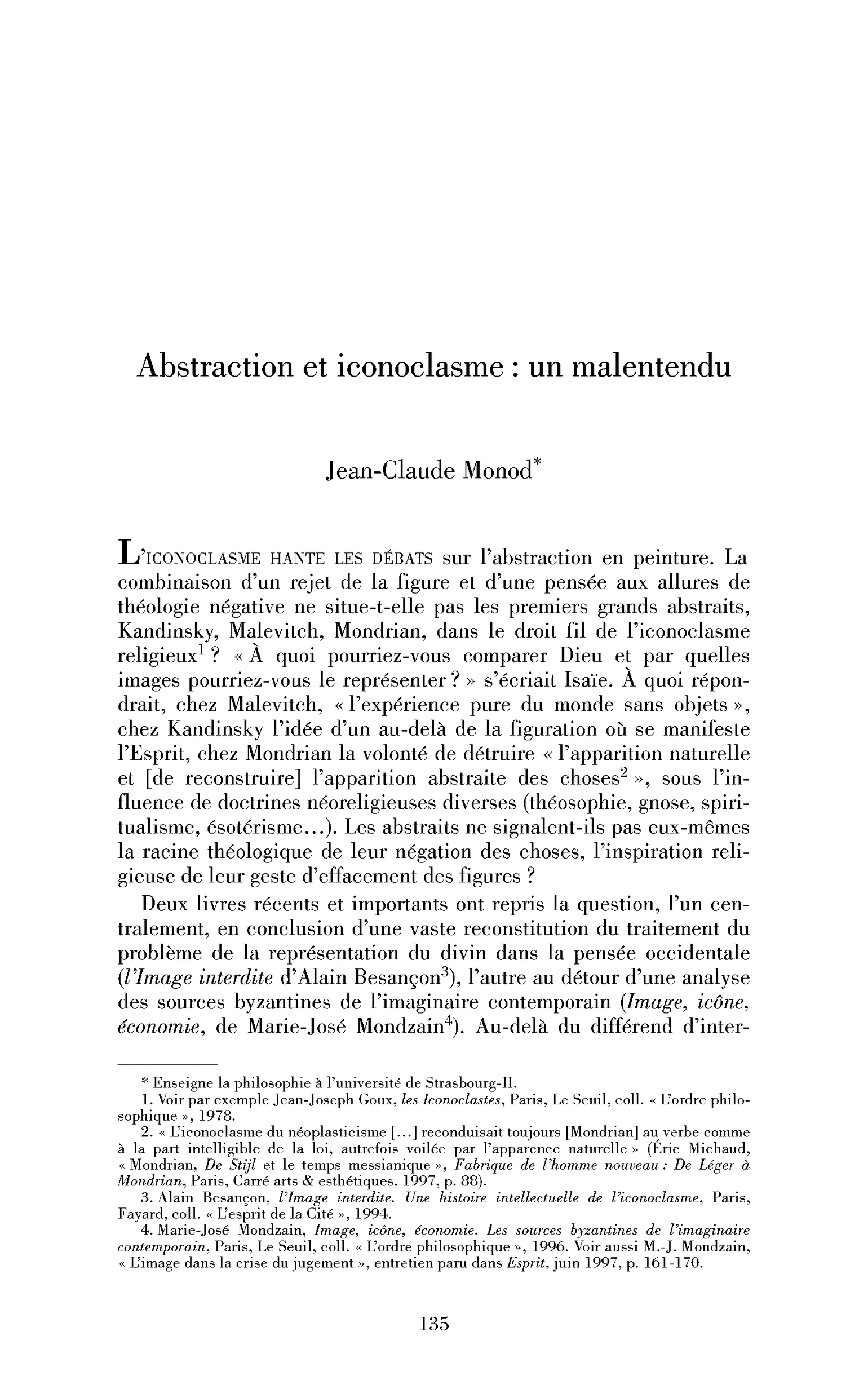 Abstraction et iconoclasme : un malentendu