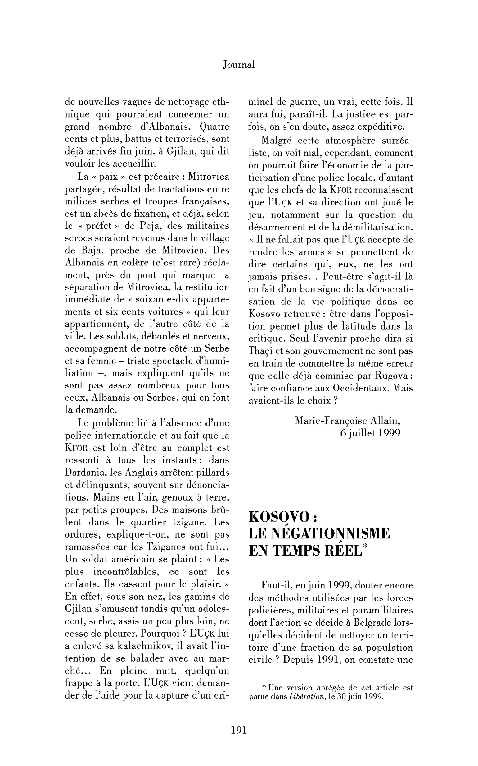 Kosovo : le négationnisme en temps réel
