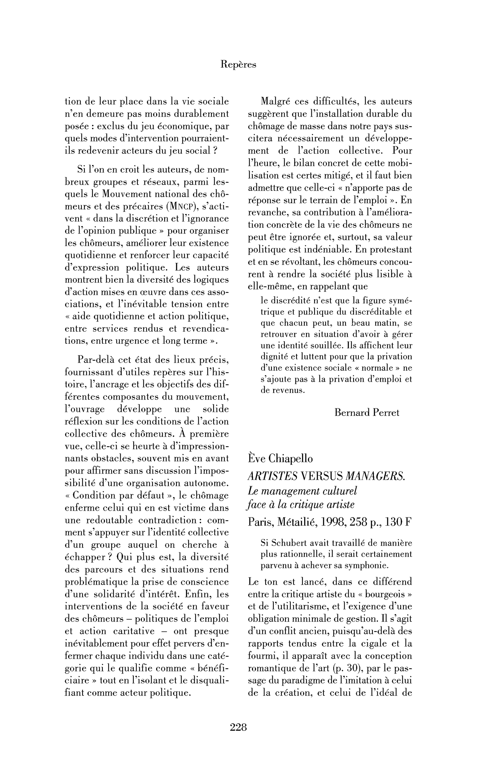 Ève Chiapello : Artistes versus managers. Le management culturel face à la critique artiste