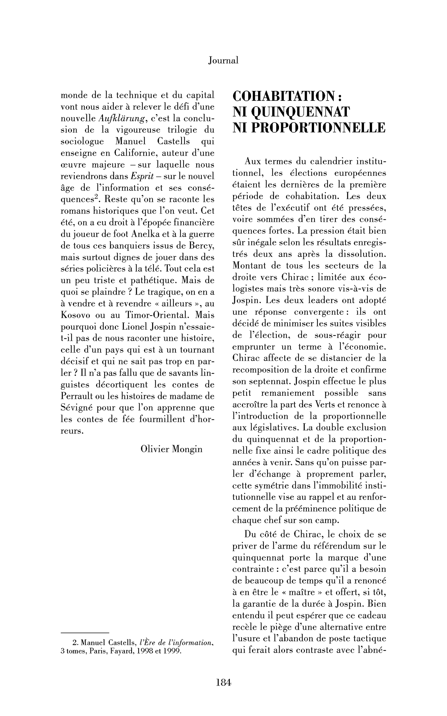 Cohabitation : ni quinquennat, ni proportionnelle