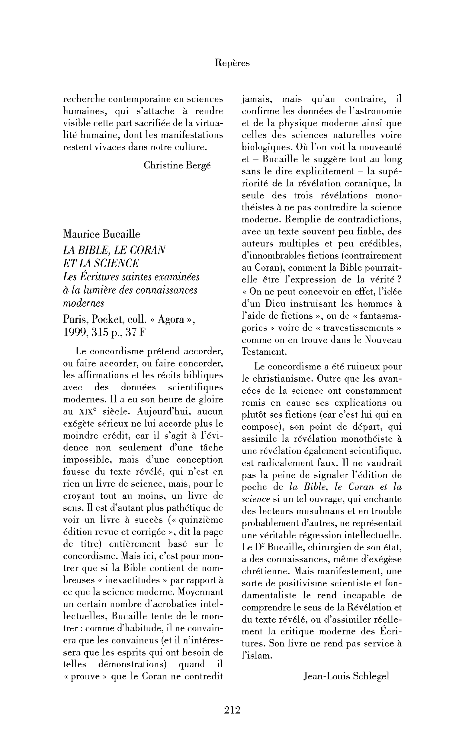 Maurice Bucaille : la Bible, le Coran et la science. Les Écritures saintes examinées à la lumière des connaissances modernes
