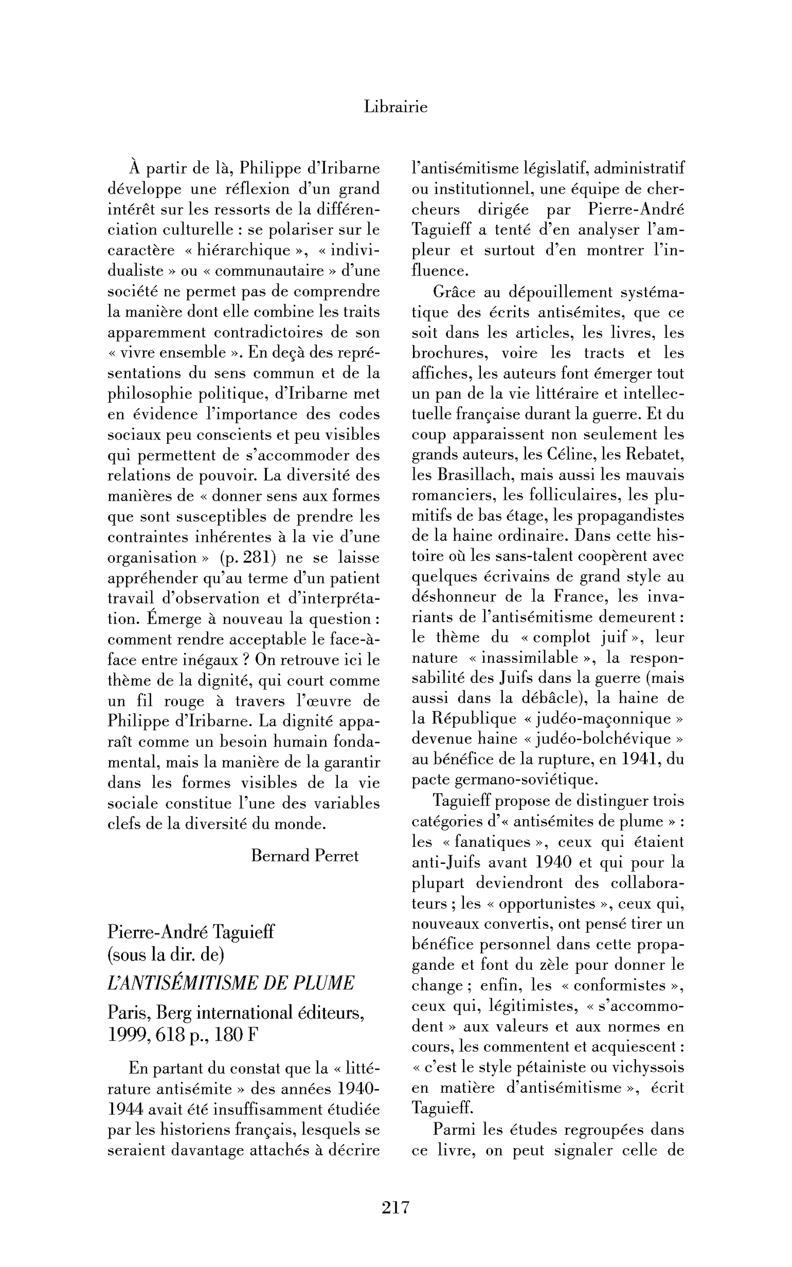 Pierre-André Taguieff (sous la dir. de) : l’Antisémitisme de plume